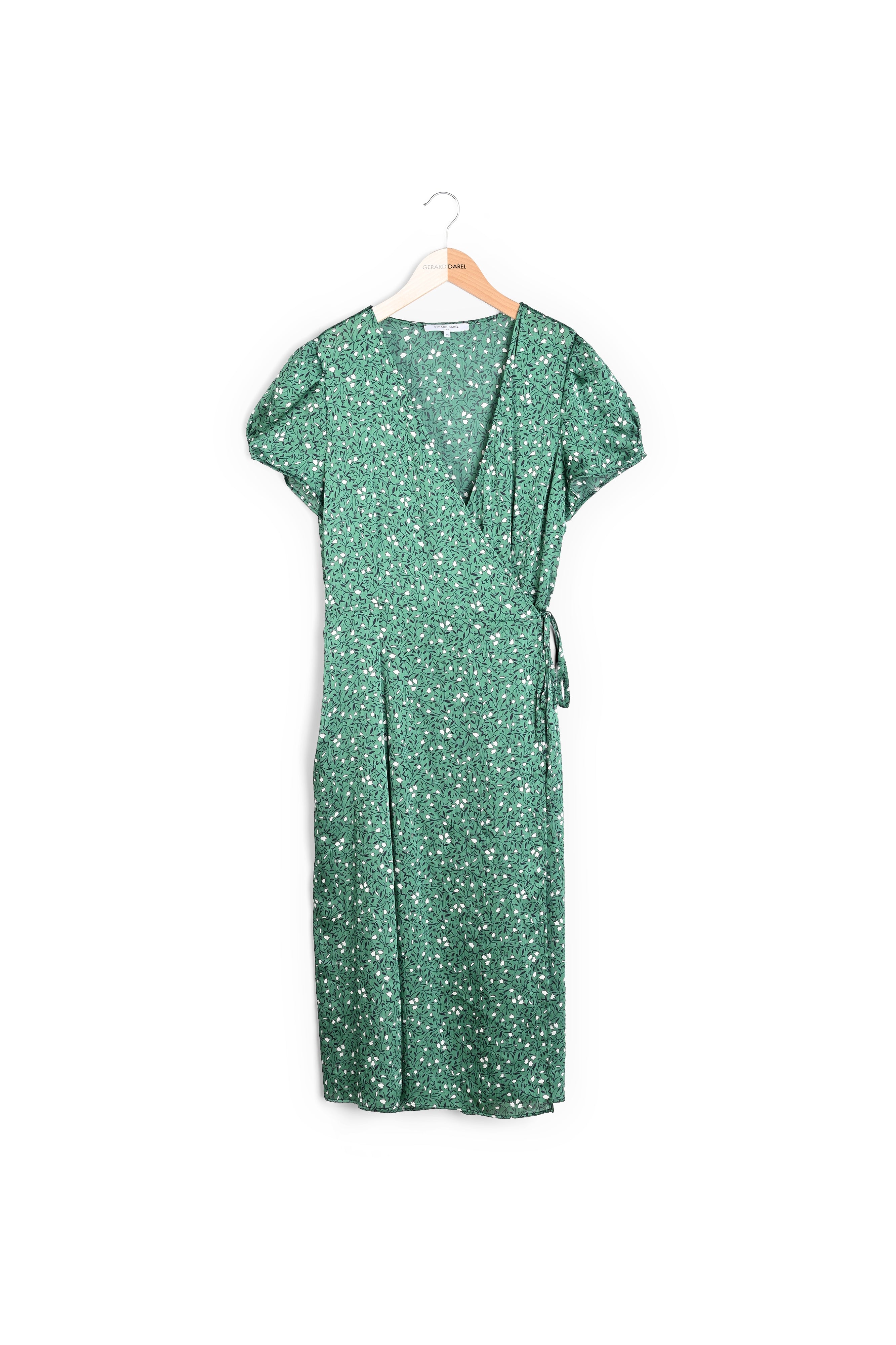 SARA - Robe portefeuille à imprimé floral Faume - seconde main