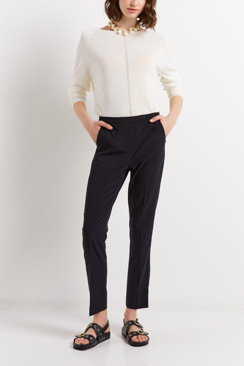 Pantalon de tailleur 7/8 en crêpe Faume - seconde main