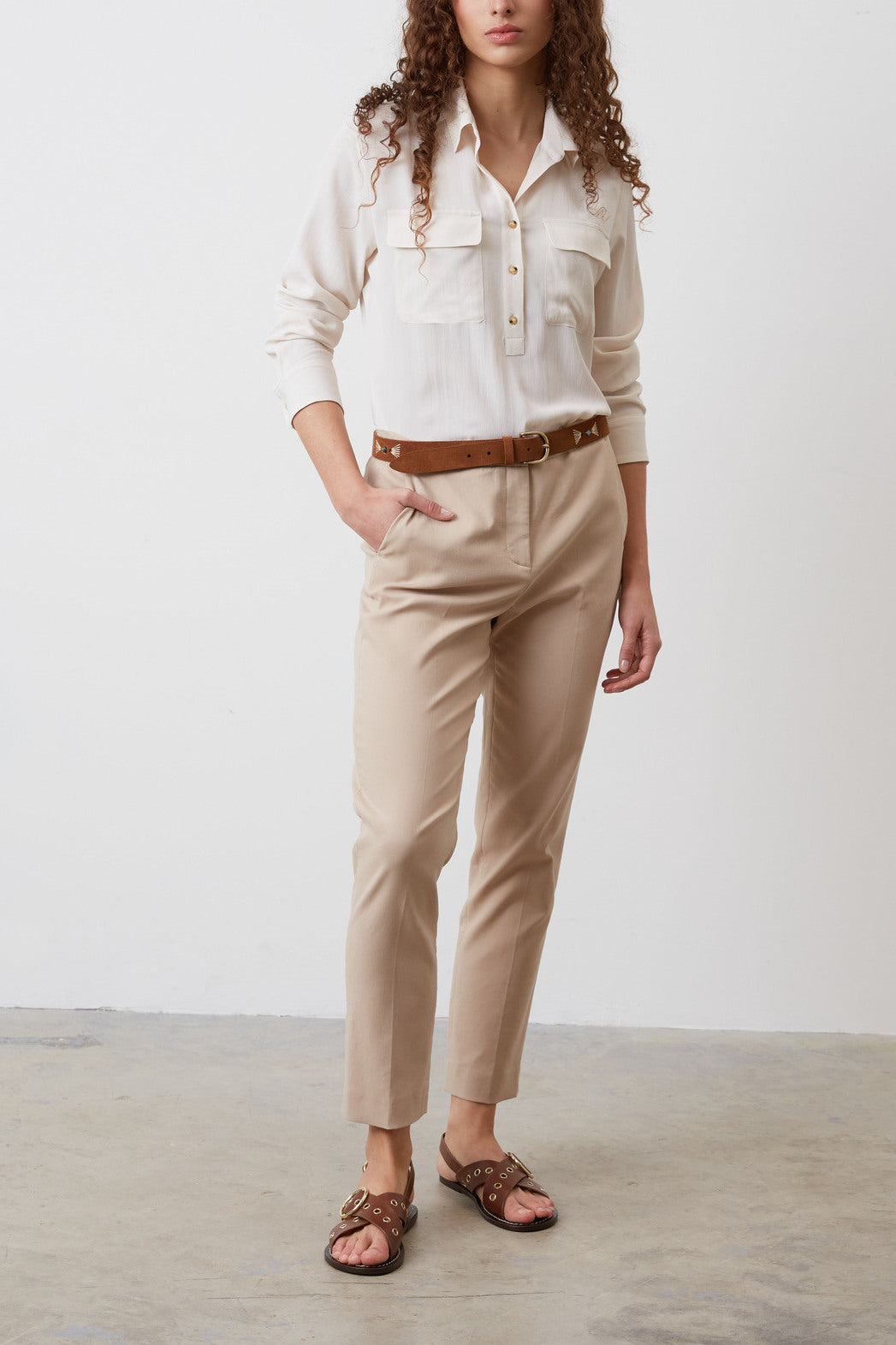 Pantalon droit en coton et dos élastiqué - ELGA Faume - seconde main