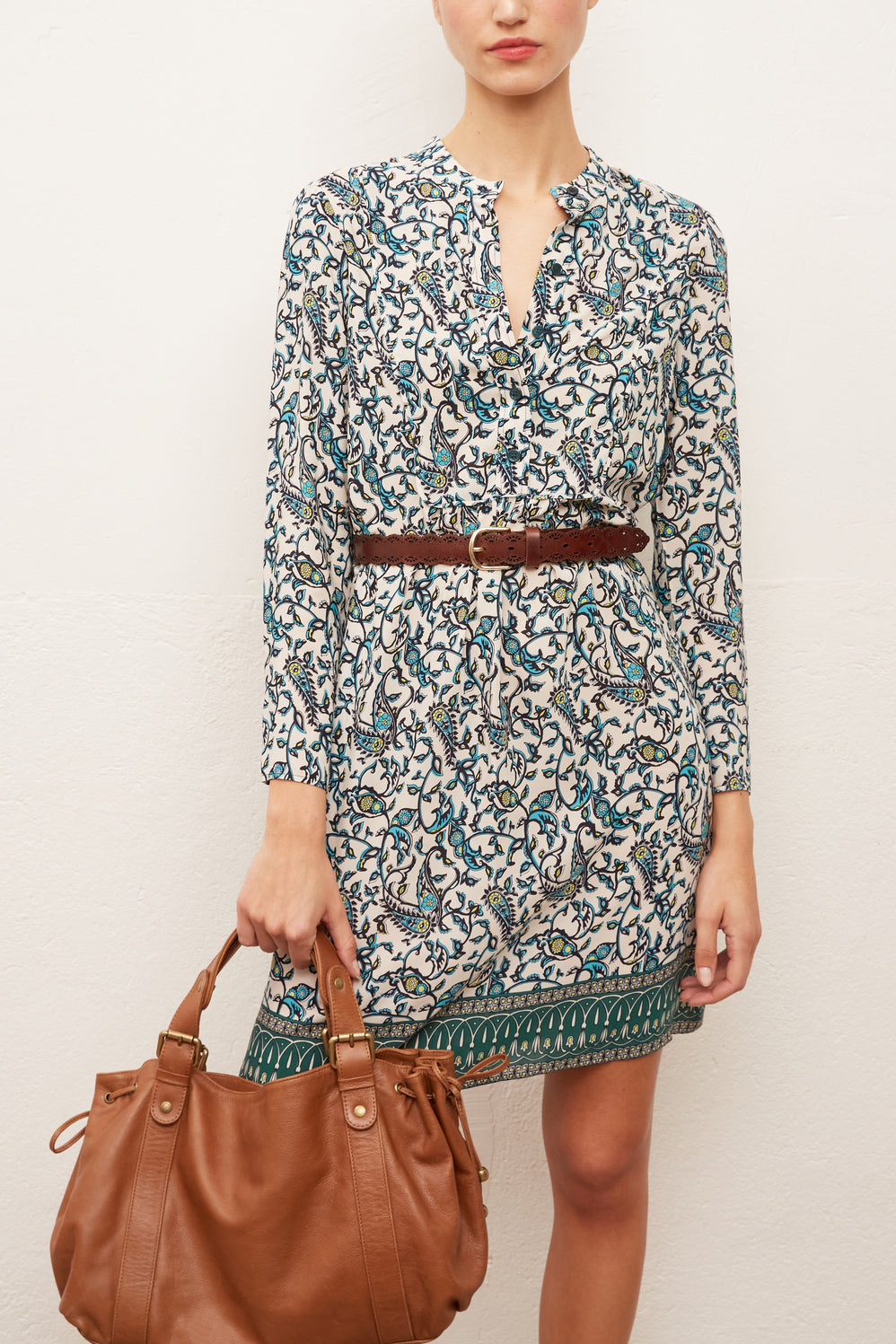 SHAILY - Robe-chemise courte en soie imprimée Faume - seconde main