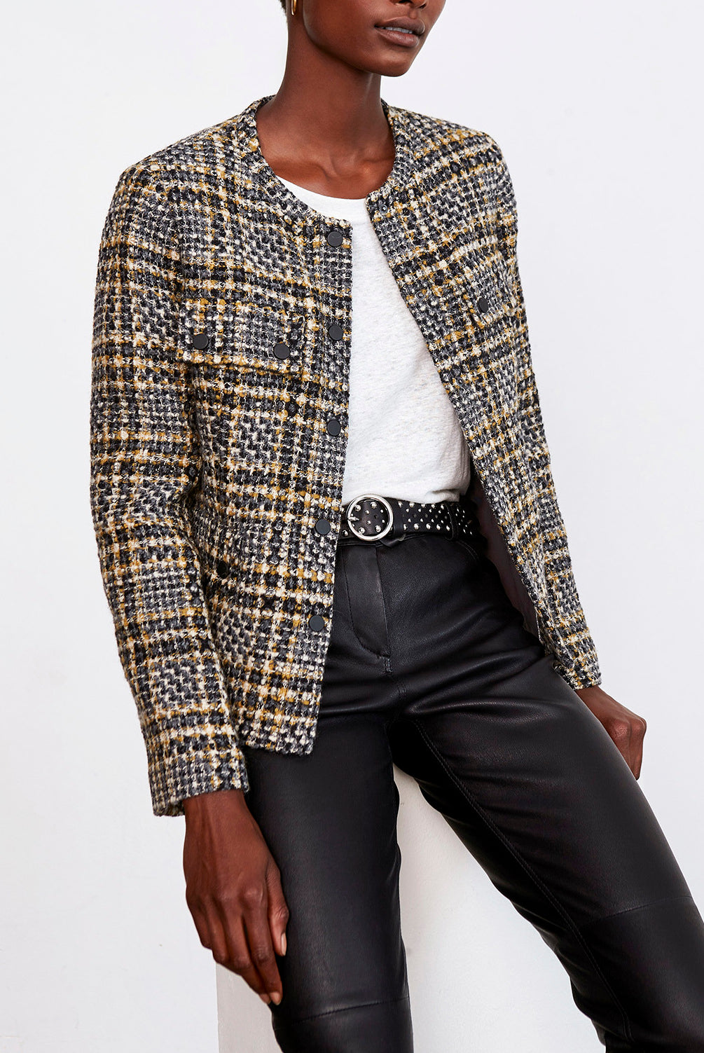 VIOLETTE - Veste en tweed coloré Faume - seconde main