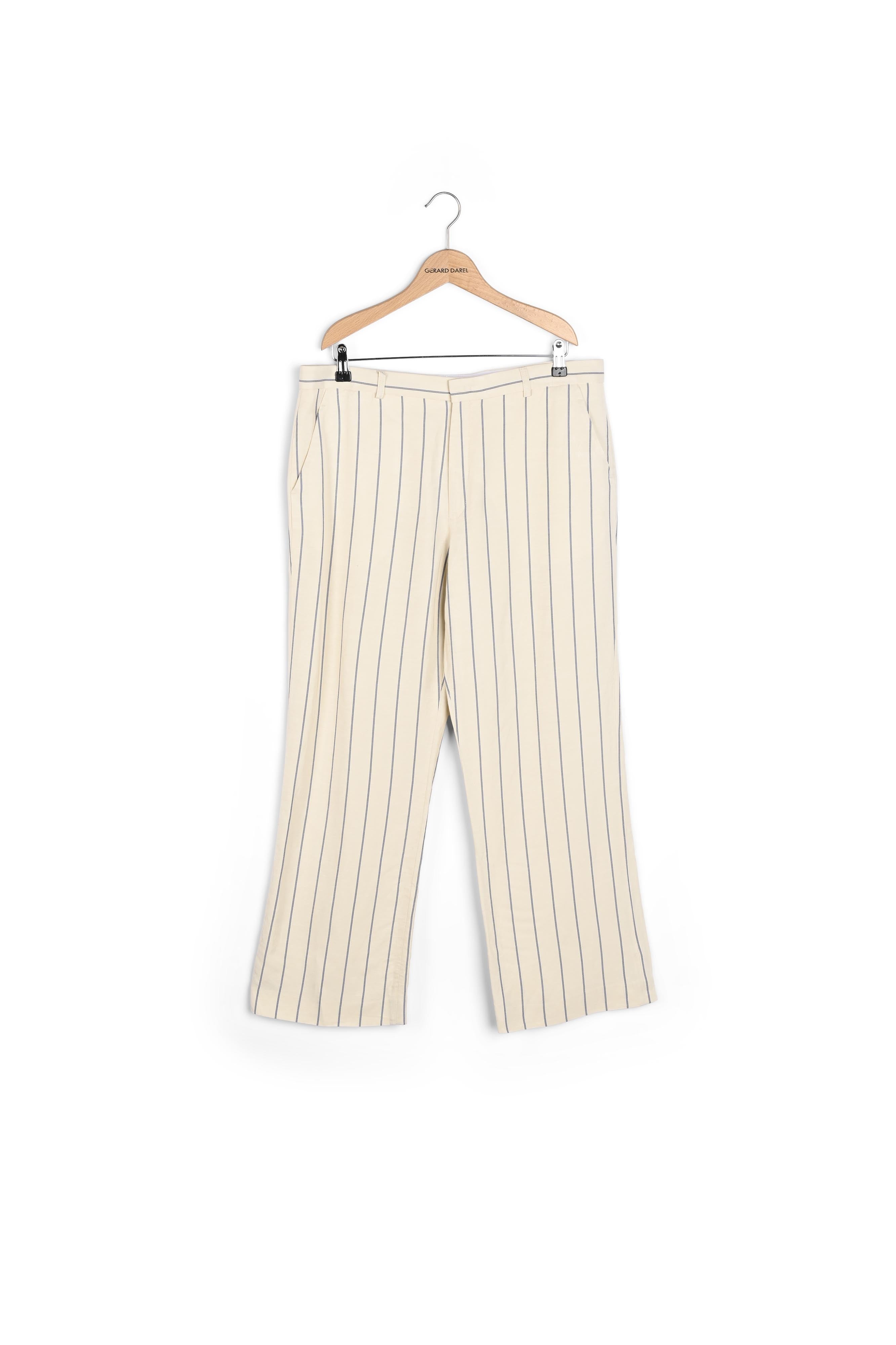 MONIA - Pantalon large à rayures en lin mélangé Faume - seconde main