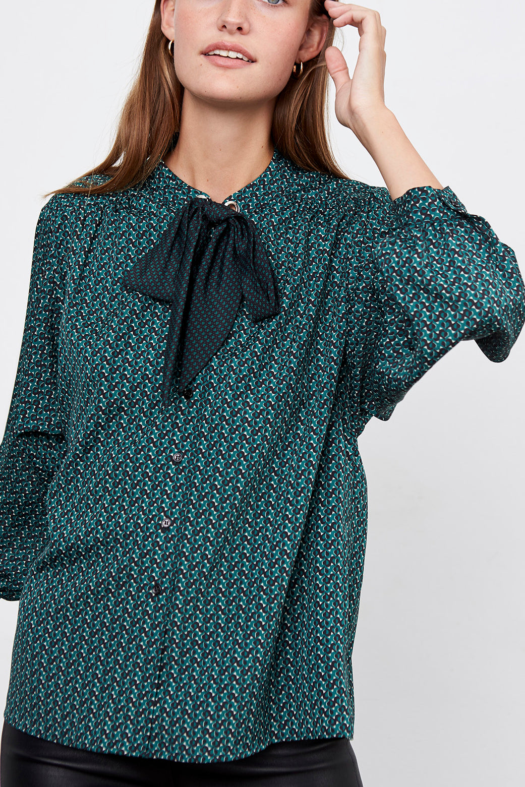 MATHILDA - Chemise fluide imprimée lavallière Faume - seconde main