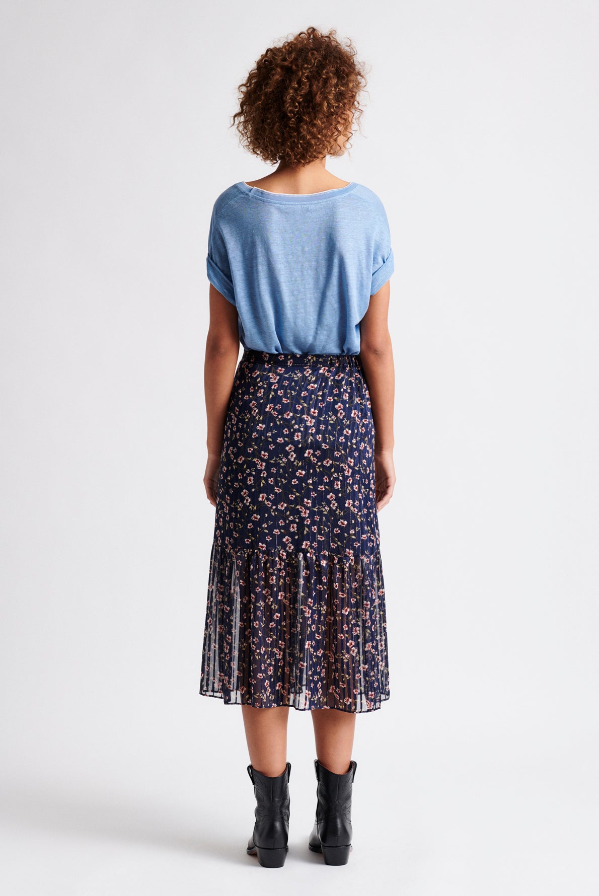 LEA - Jupe en mousseline piquée de Lurex et de soie Faume - seconde main