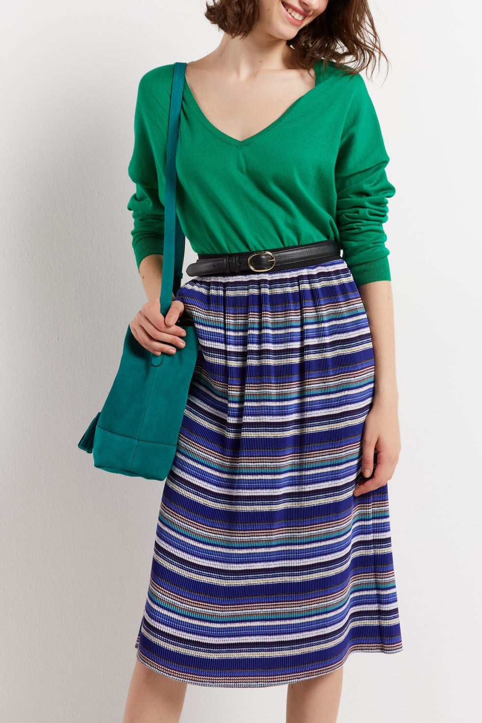 Jupe plissée à rayures - BLANCA Faume - seconde main