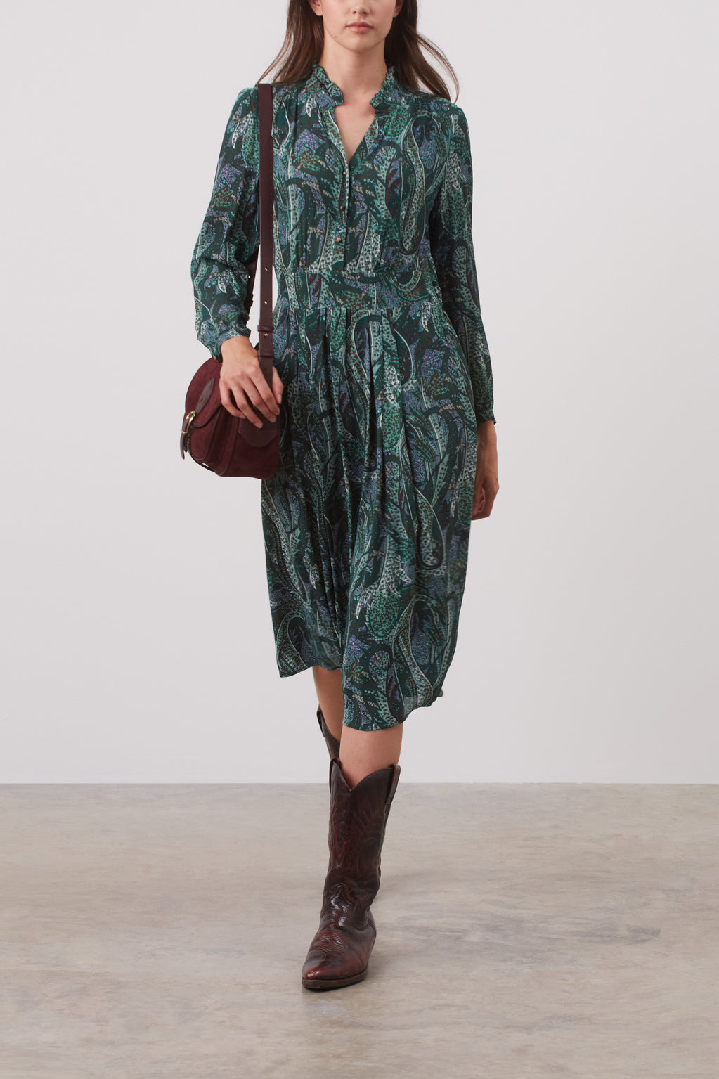 Robe longue en crêpe mousseline imprimé - JOIA Faume - seconde main