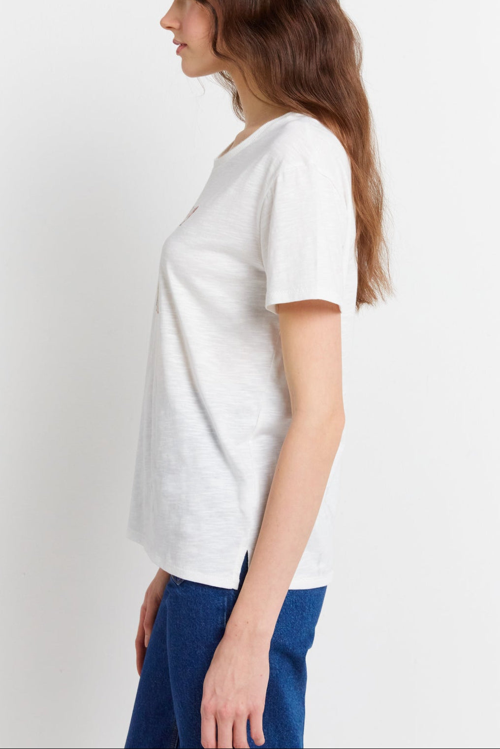 Tee-shirt uni à message fleuri - ALIX Faume - seconde main