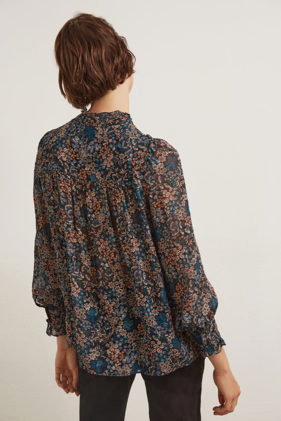 Anastasia - Blouse à imprimé floral avec Lurex Faume - seconde main