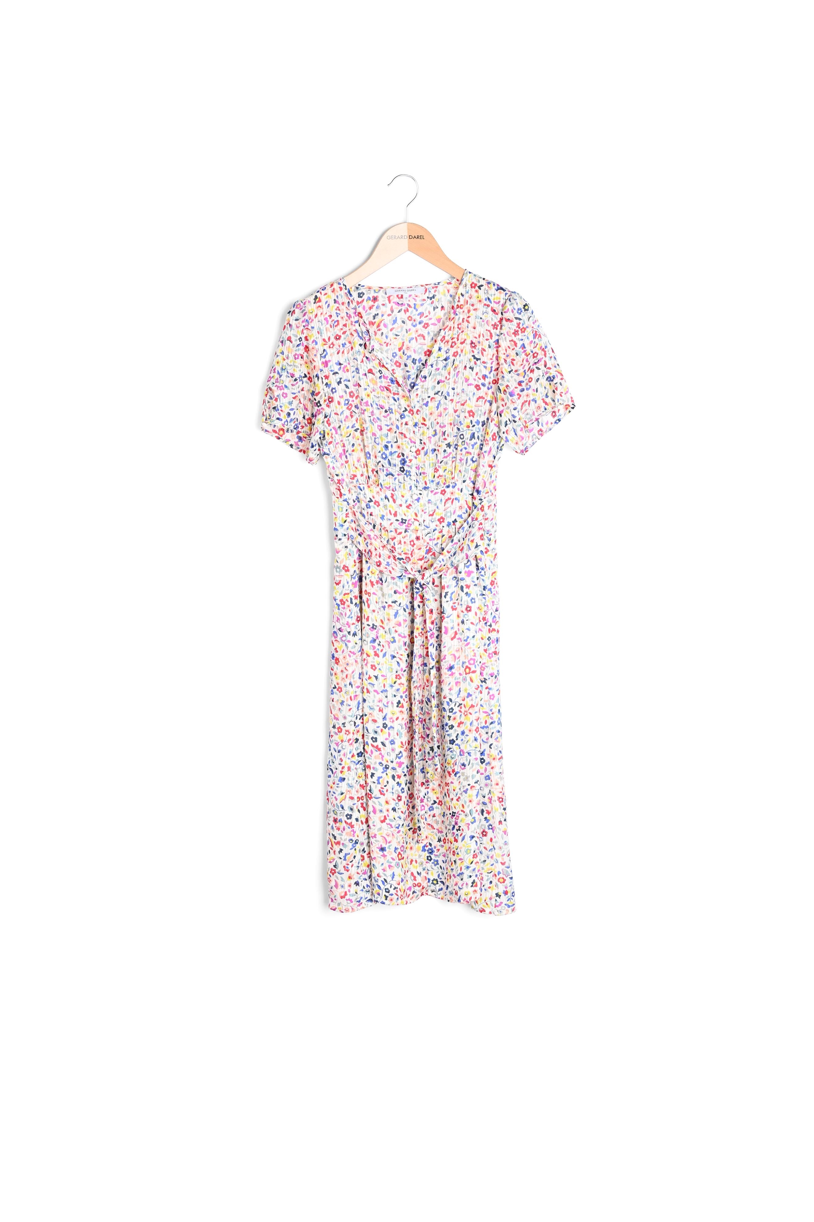 SALVINA - Robe courte ceinturée à imprimé floral Faume - seconde main