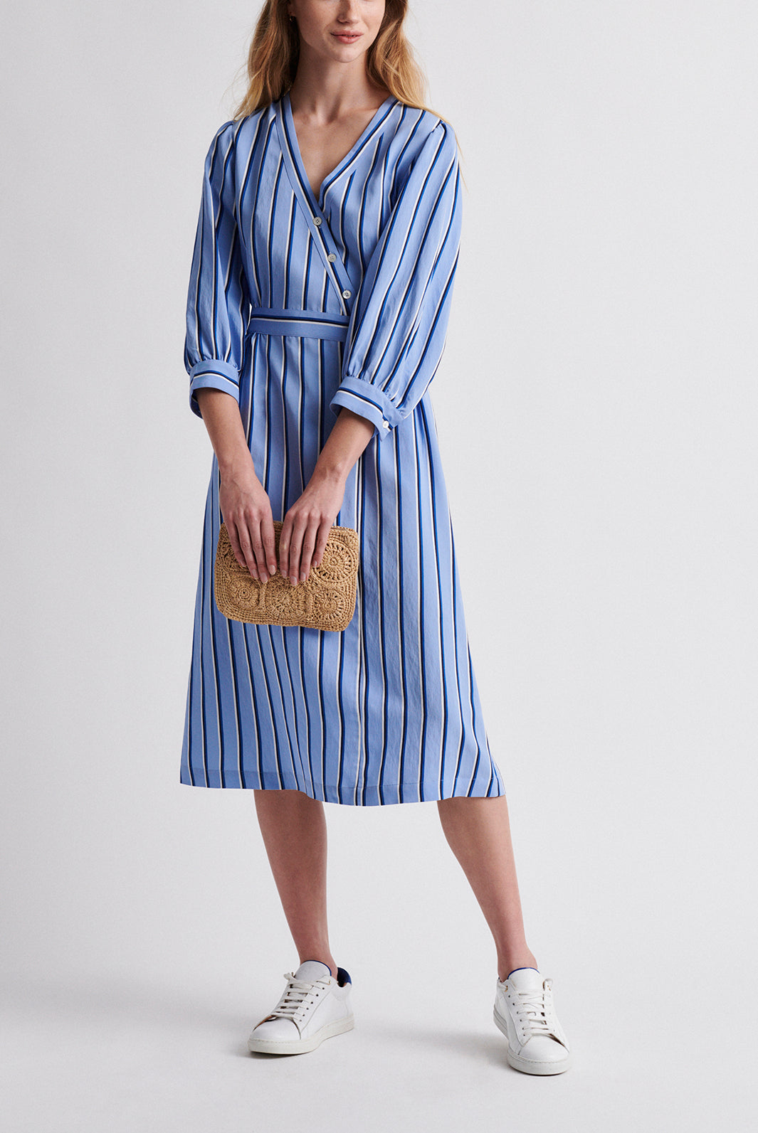 SANDY - Robe midi à rayures Faume - seconde main