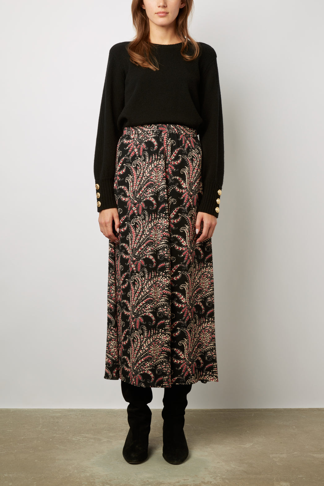 Jupe longue à motif floral contrasté - BASTIAN Faume - seconde main