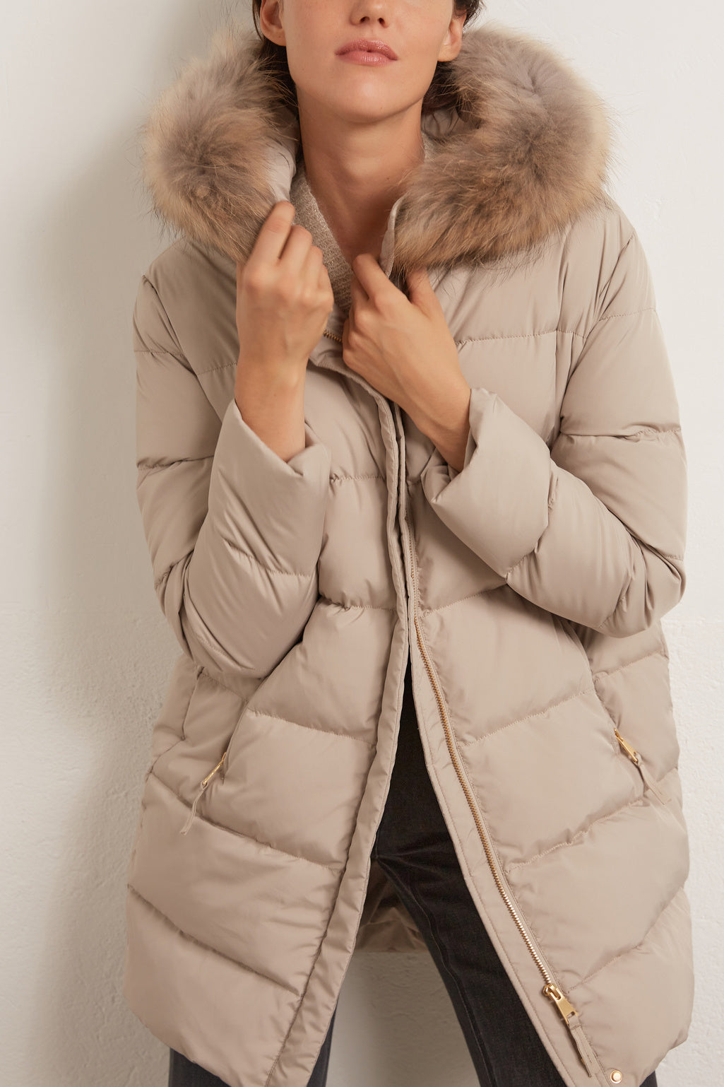 SONYA -Doudoune mi-longue avec col en fourrure Faume - seconde main