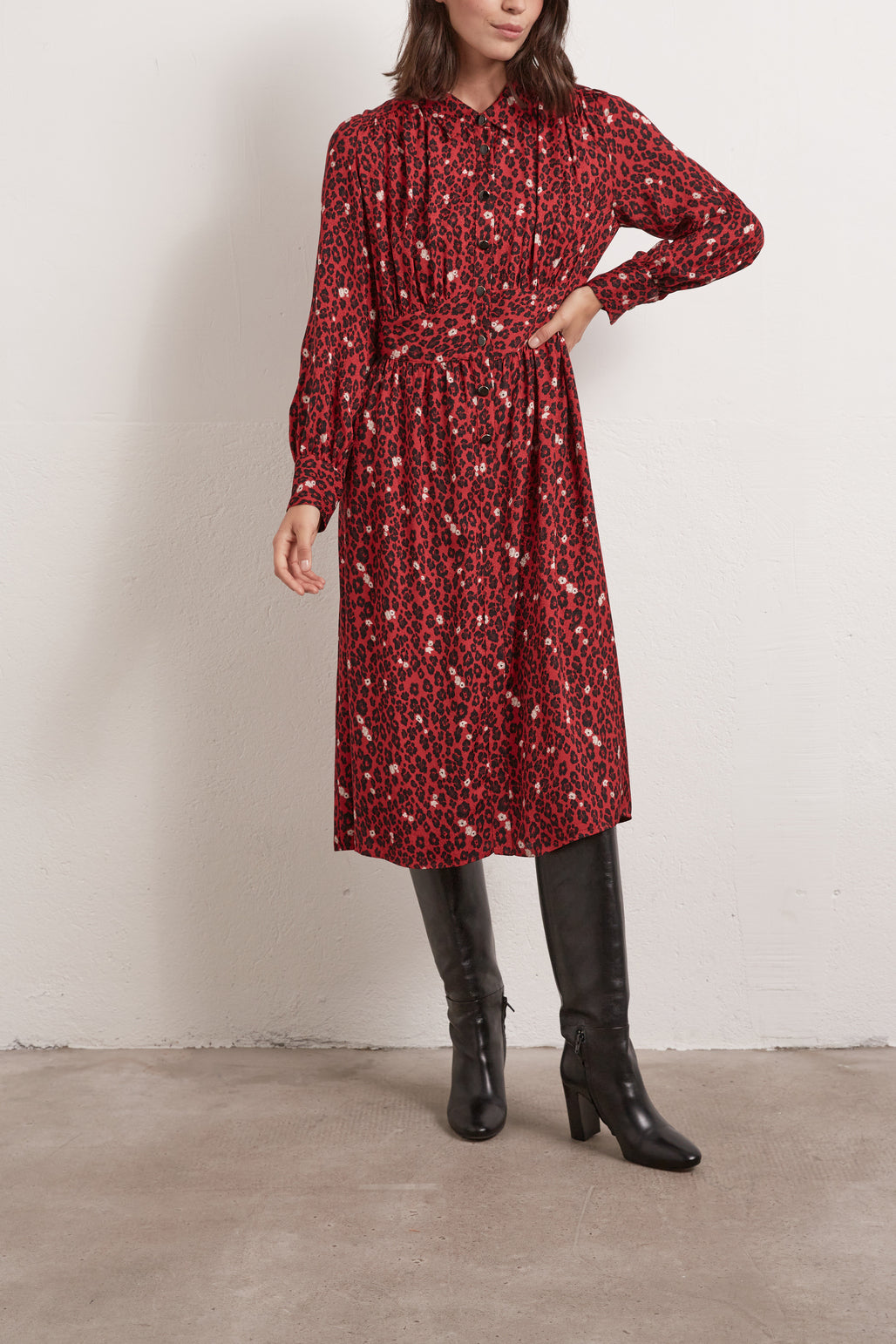 Robe longue en jacquard à imprimé animalier Faume - seconde main