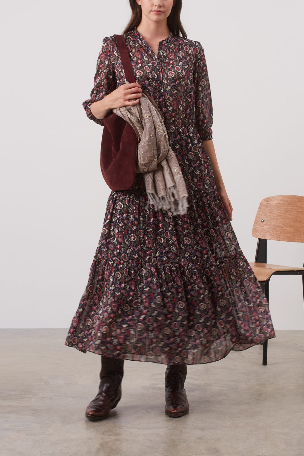 Robe bohème en mousseline lamée imprimée - JUANA Faume - seconde main