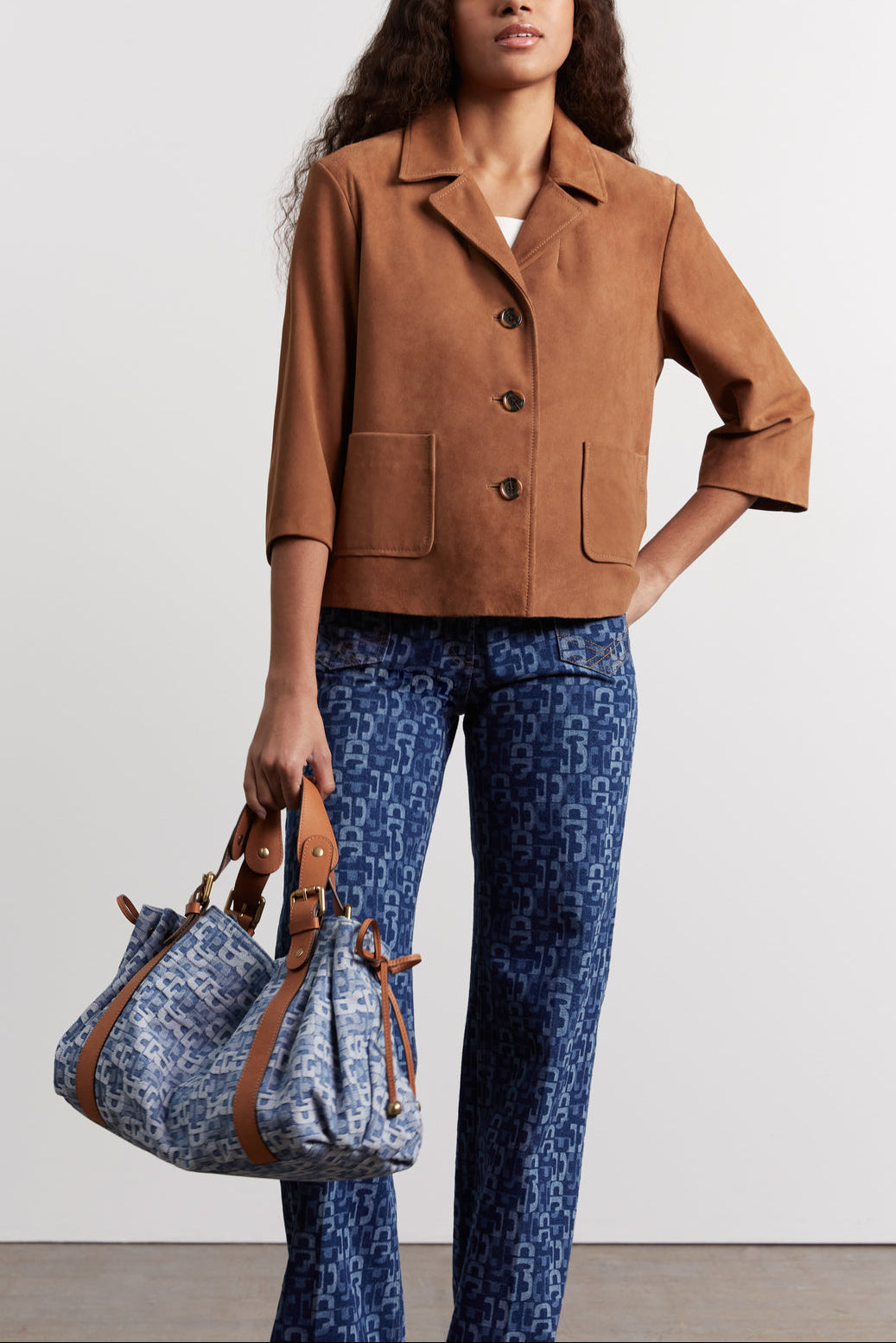 Veste courte en cuir velours - NACIA Faume - seconde main