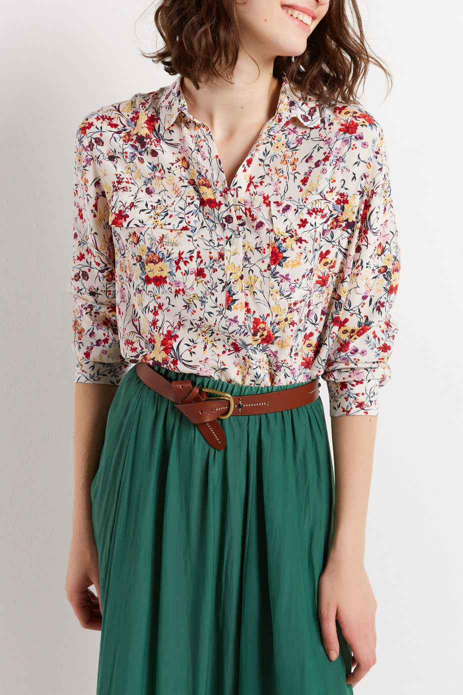 Blouse en soie fleurie et colorée - CARLTON Faume - seconde main