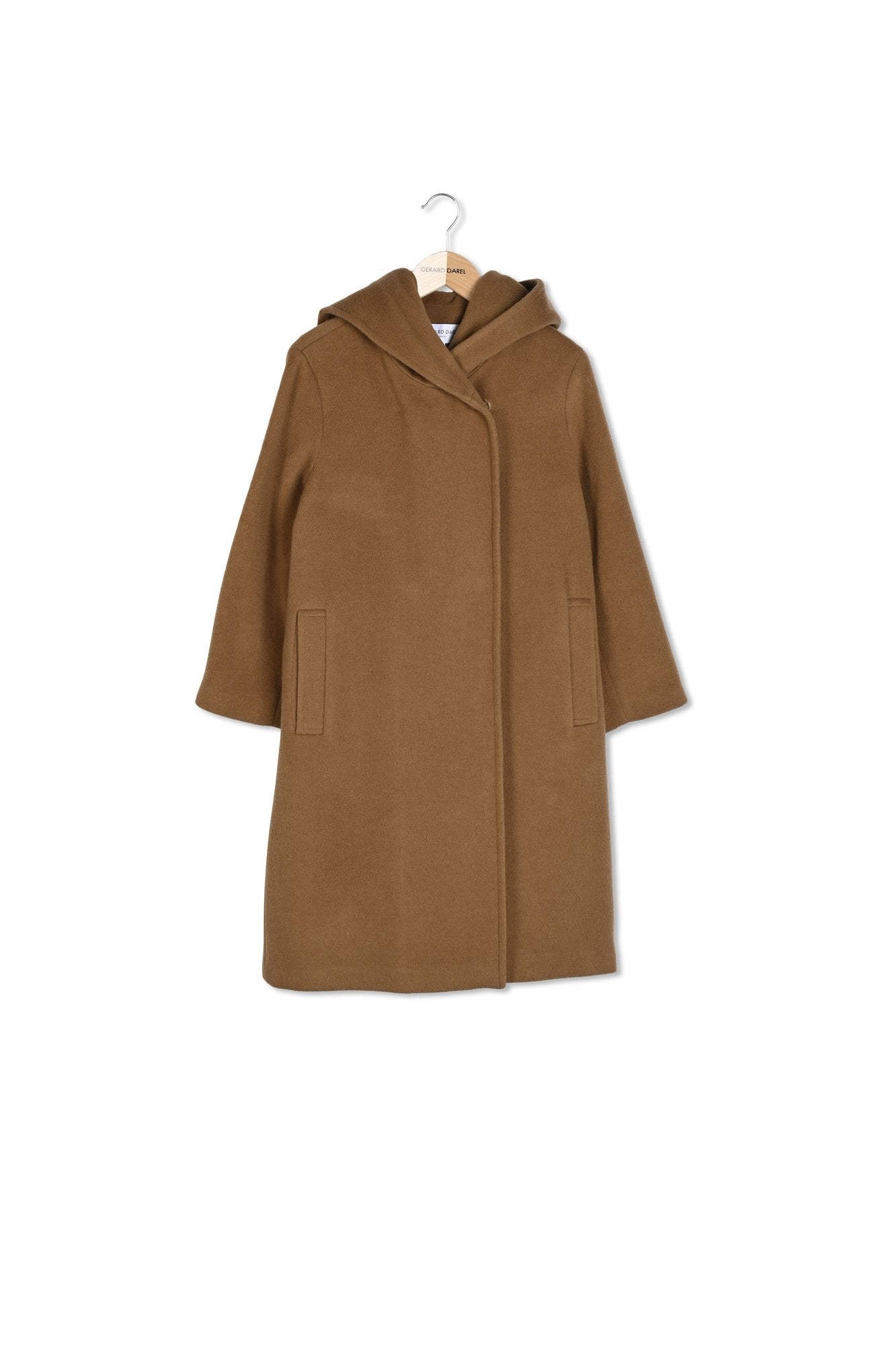 Manteau droit à capuche en laine et alpaga - SAKURA Faume - seconde main