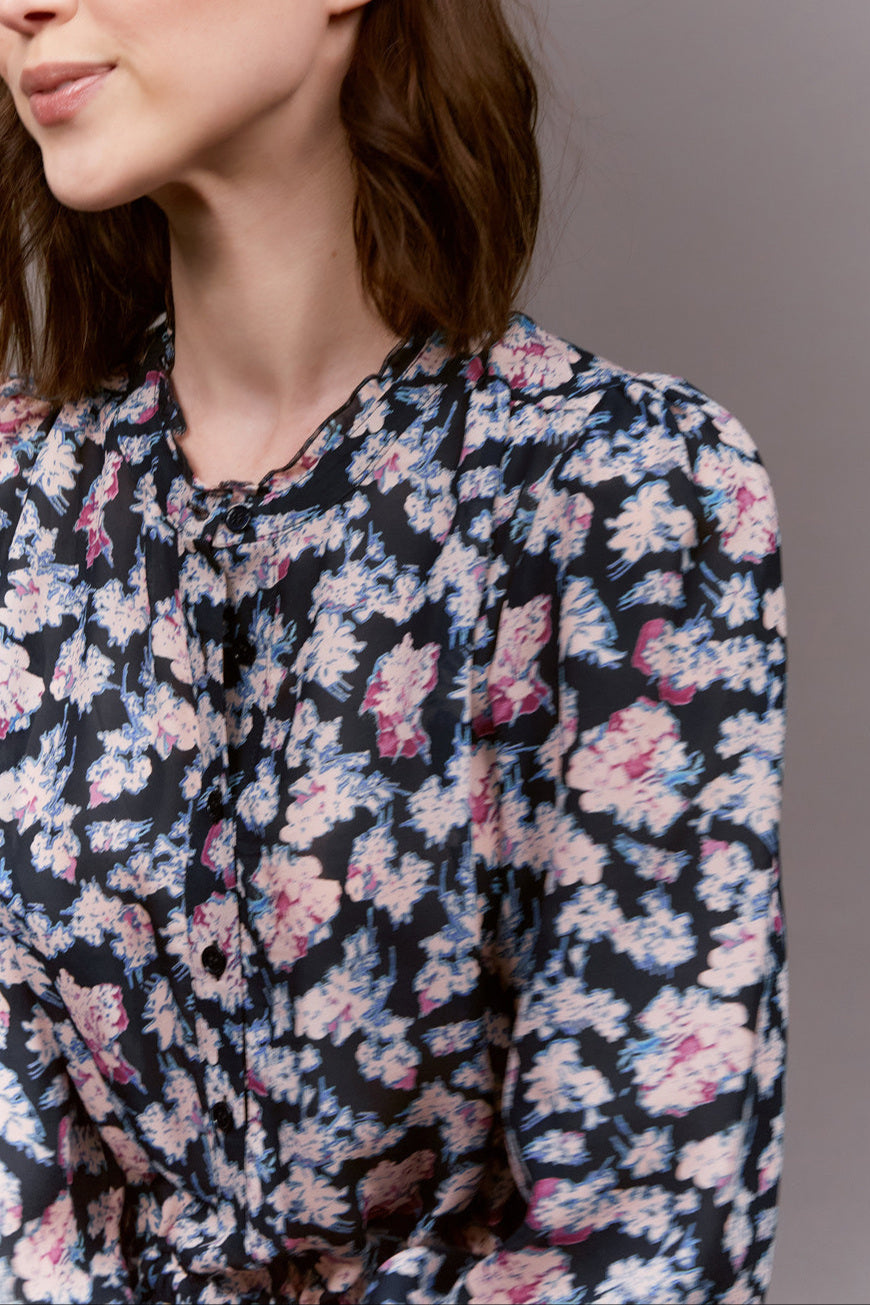 Robe en voile fleuri avec liens à nouer à la taille - JADE Faume - seconde main