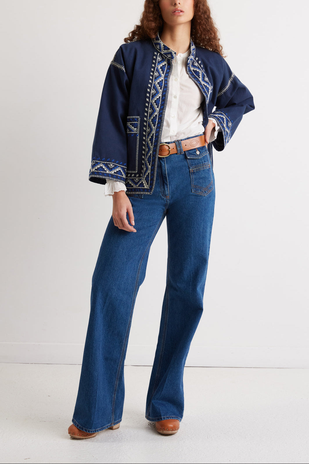 Veste brodée en 100% coton - ESMA Faume - seconde main