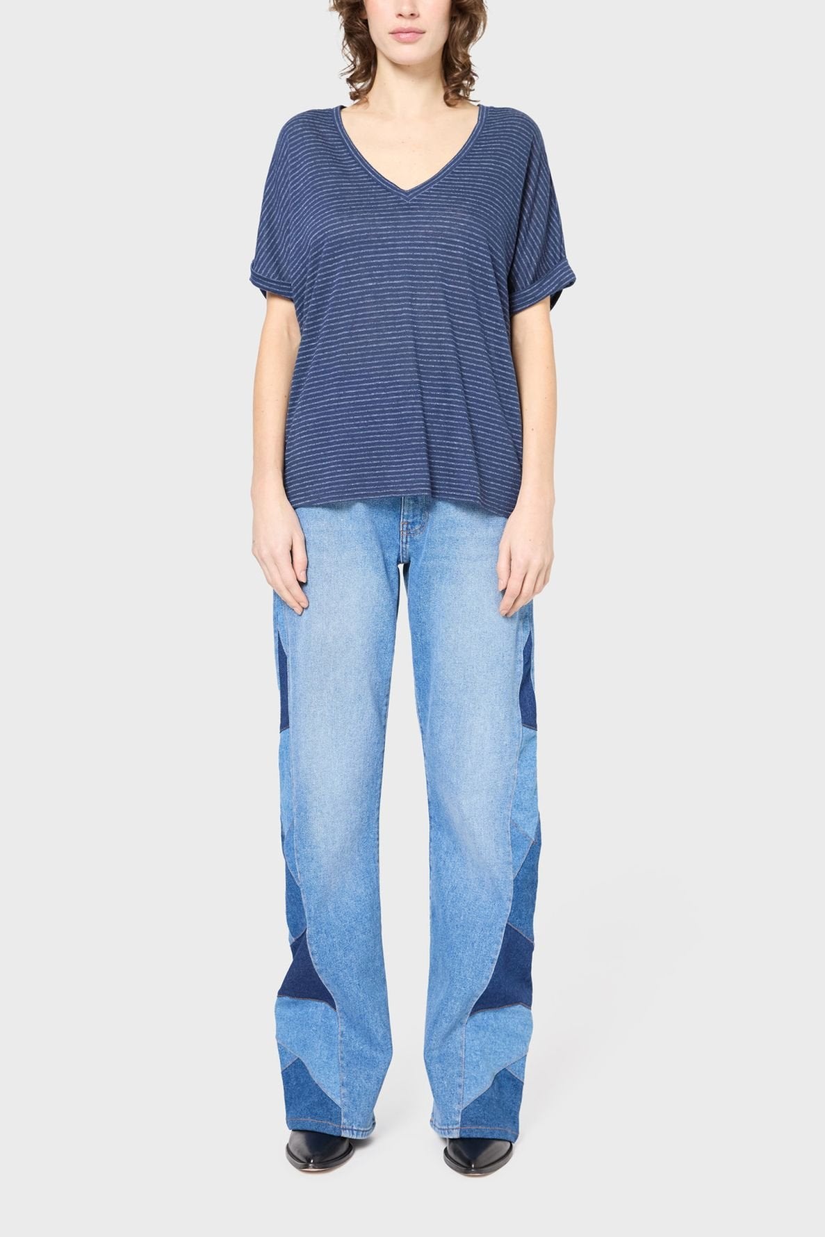 T-shirt V à rayures - GLADYS Faume - seconde main