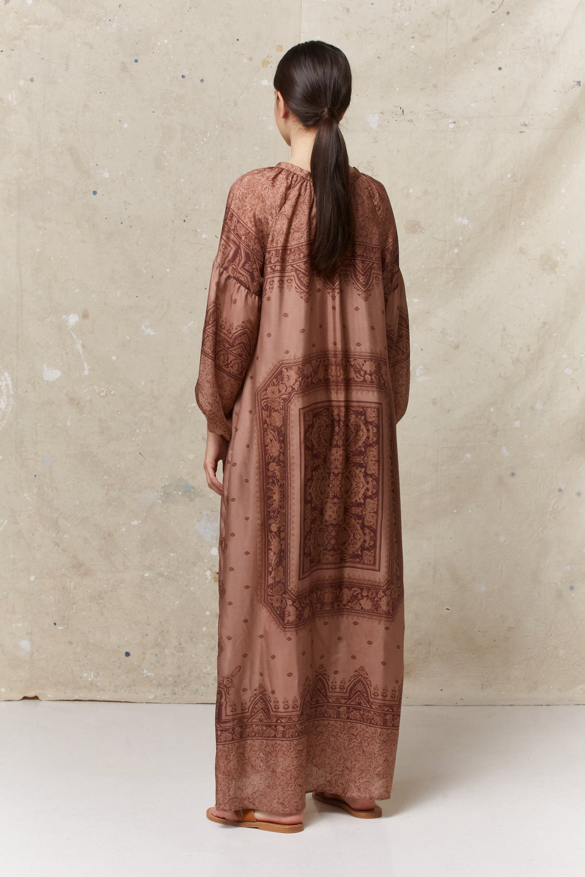 Robe longue en soie imprimée - MALCOLM Faume - seconde main