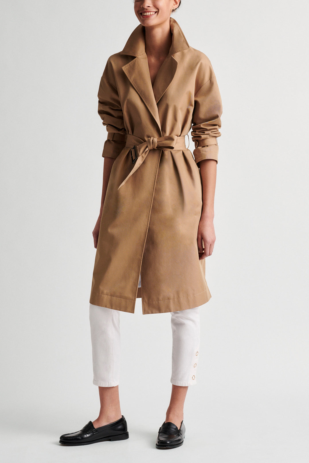 DALILA - Trench ceinturé en toile de coton Faume - seconde main