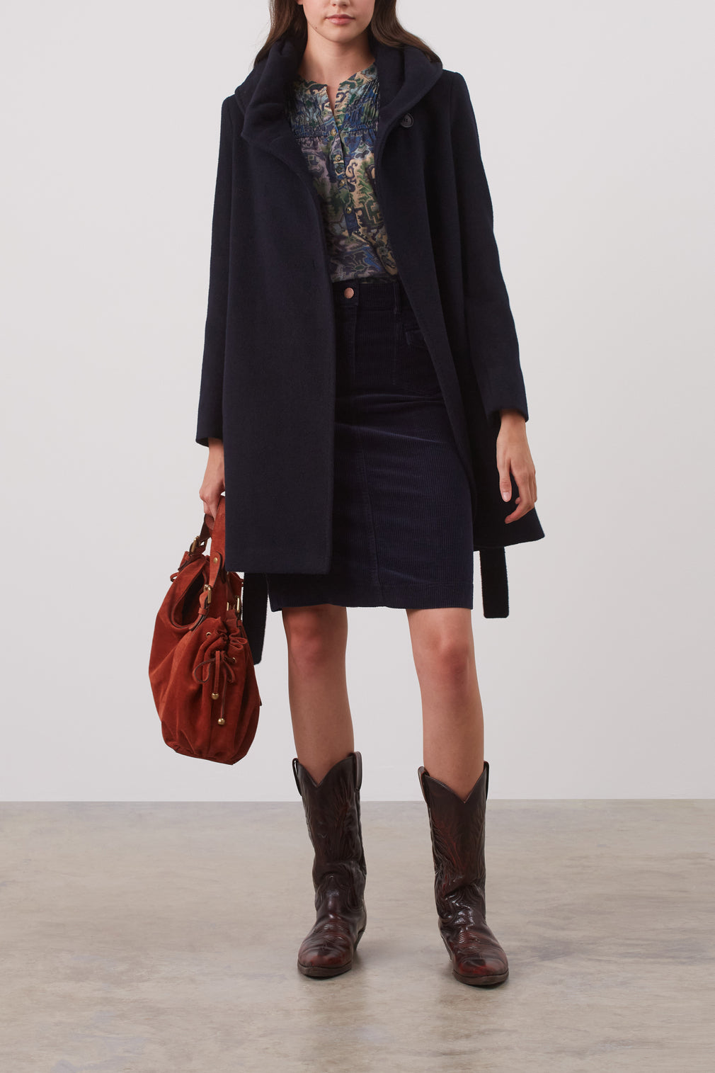 Manteau ceinturé en laine vierge et angora - SYRINE Faume - seconde main