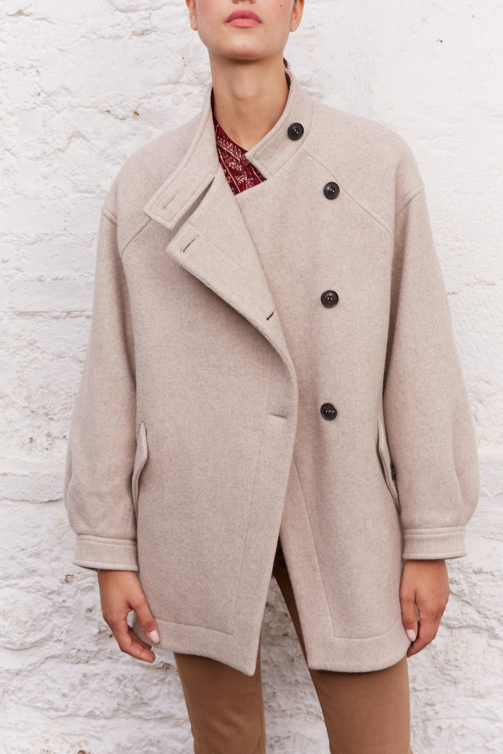 Manteau oversize à boutonnière déportée - SANDIE Faume - seconde main