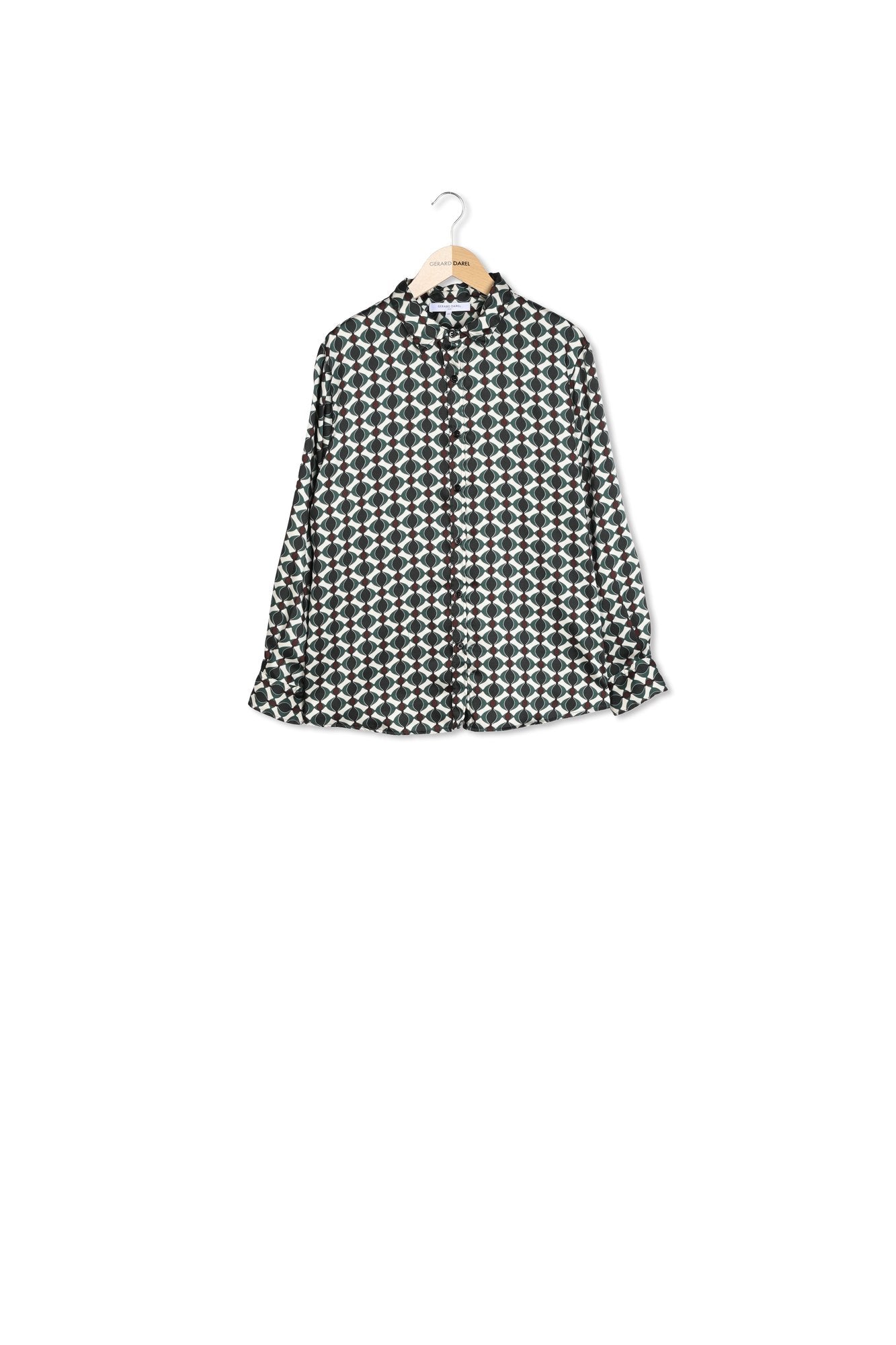 Chemise satinée imprimé géométrique rétro - CARLA Faume - seconde main