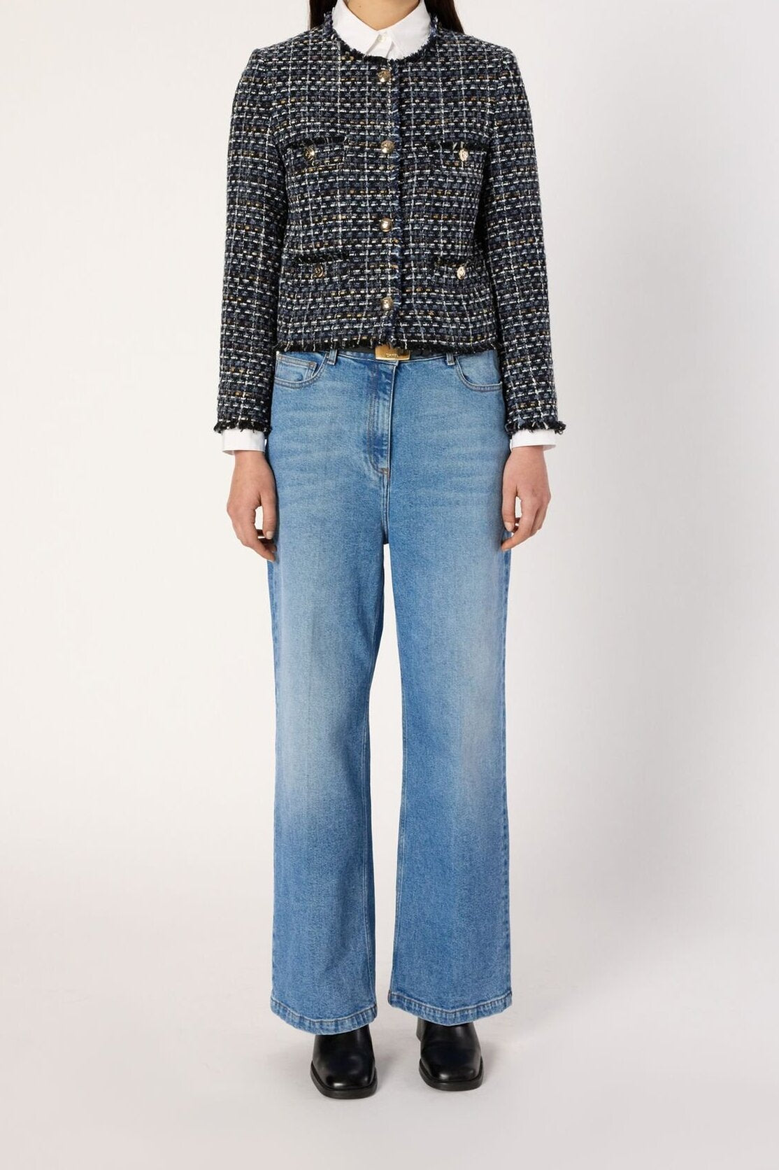 Veste sans col en tweed multicolore à lurex - NAYA Faume - seconde main