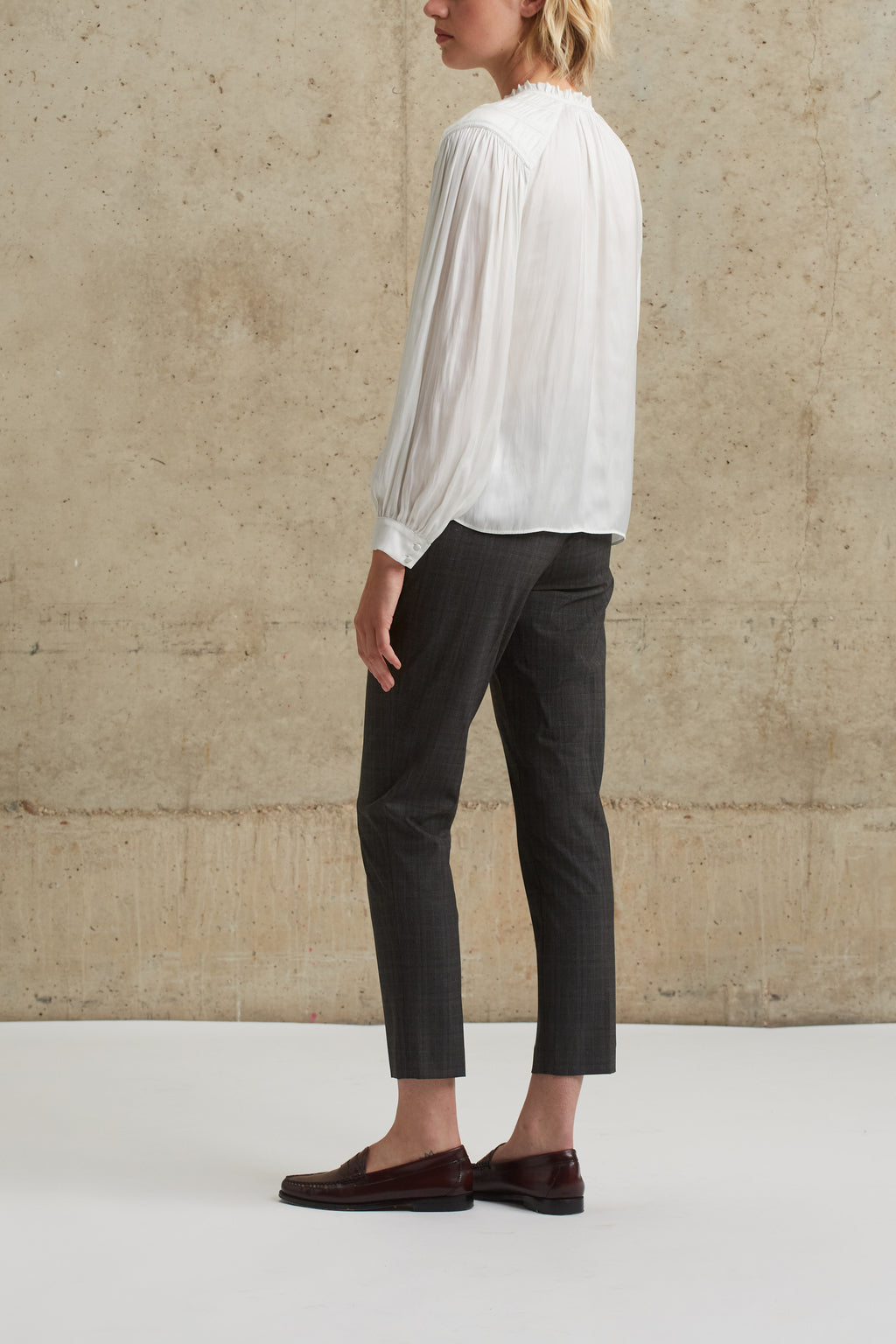 Blouse satinée avec détails plissés - CAROLINE Faume - seconde main