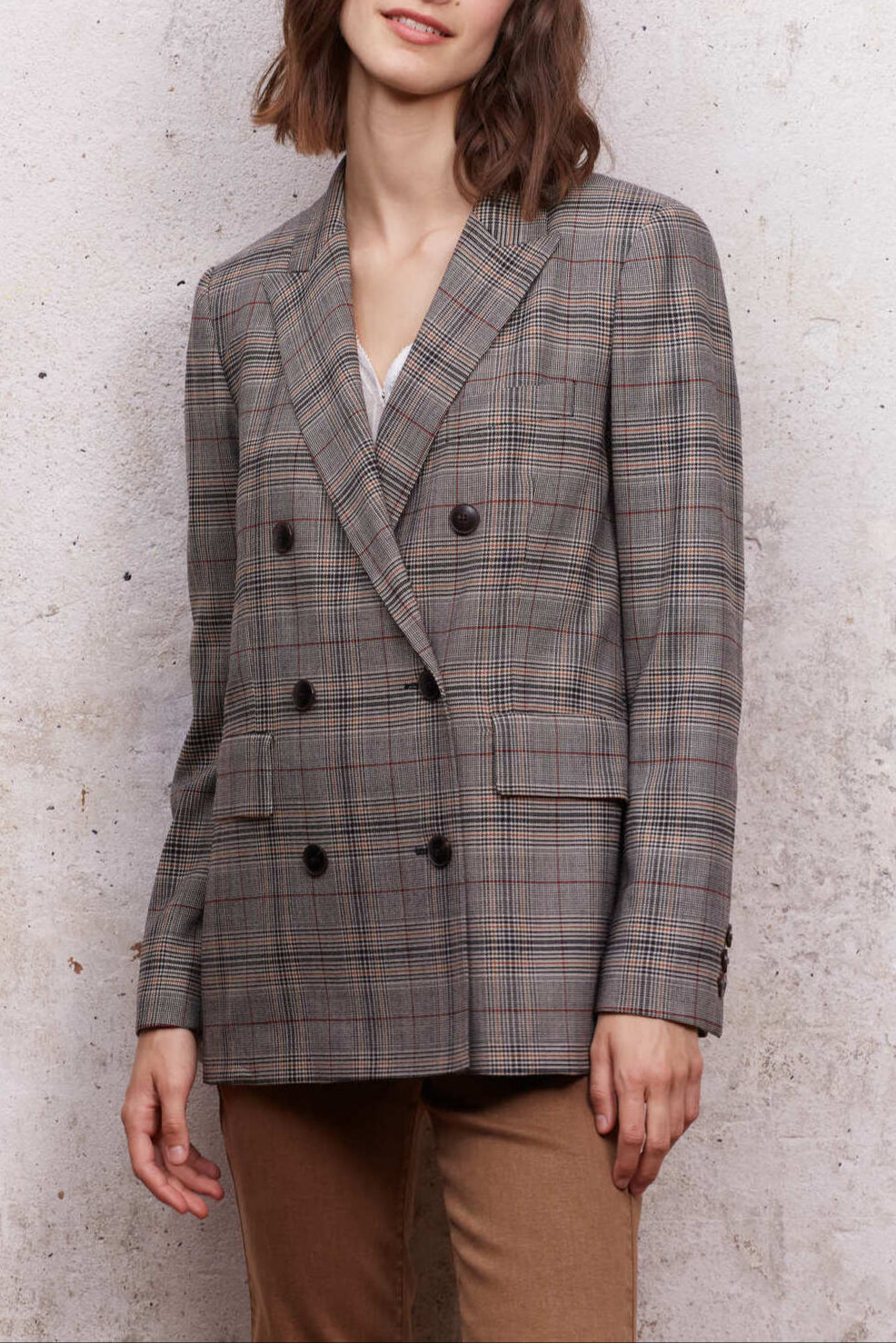 Veste de blazer à imprimé prince de galles - BONNIE Faume - seconde main