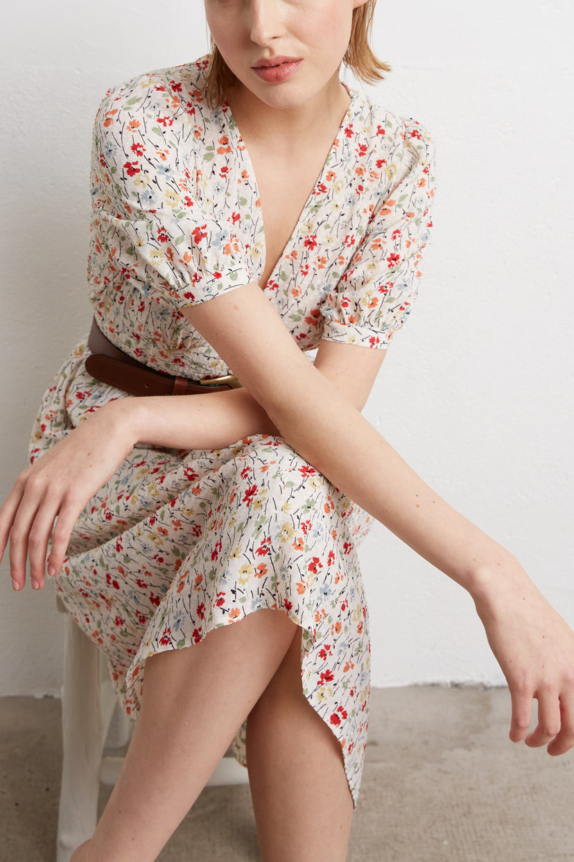 Robe à motif floral coloré - JUSTINA Faume - seconde main