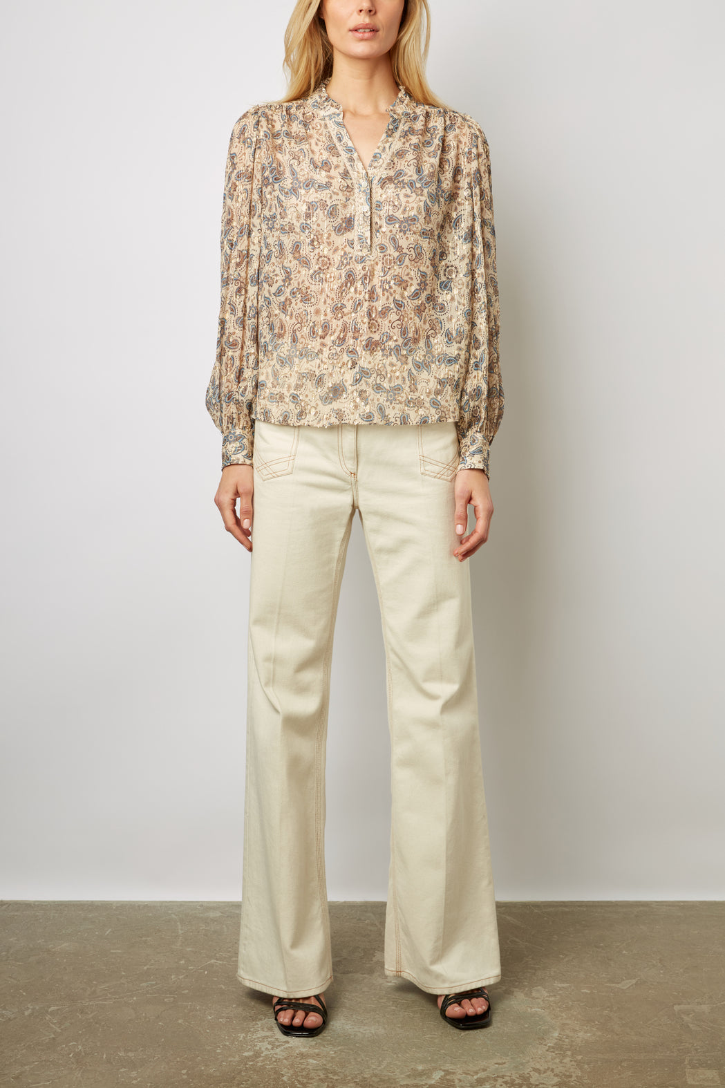 Blouse à motif cachemire et lurex - CLARISSE Faume - seconde main