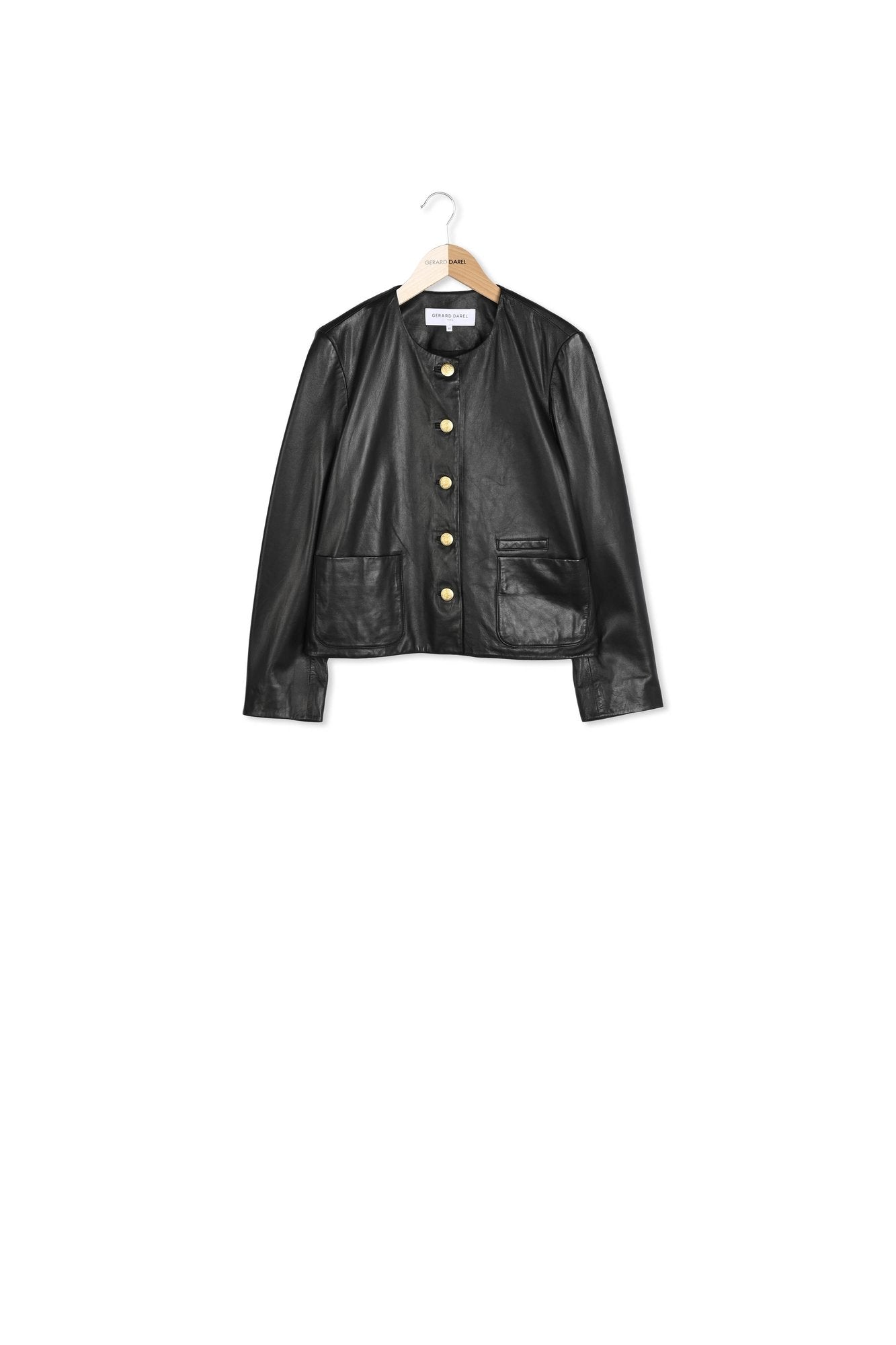 Veste courte en cuir d'agneau plongé - NAJYA Faume - seconde main