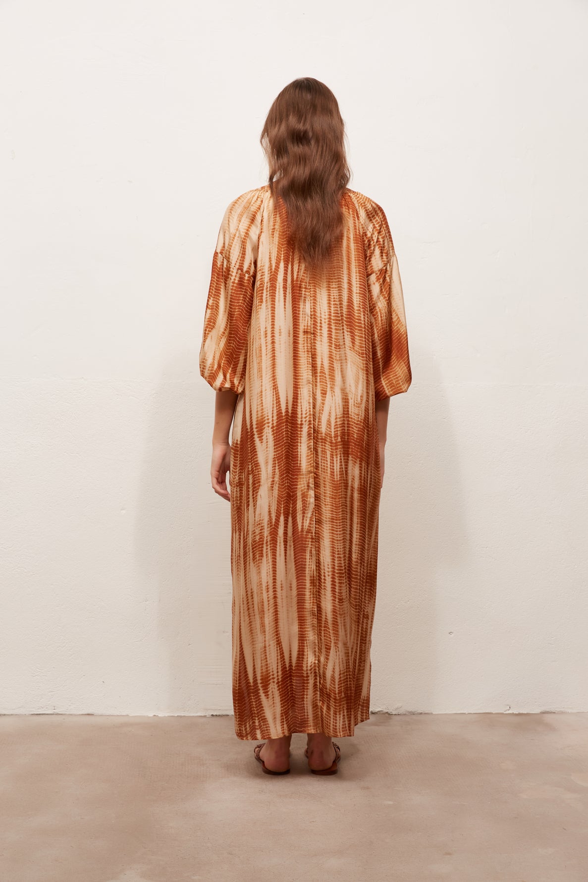 SEINA - Robe longue en soie imprimée Faume - seconde main