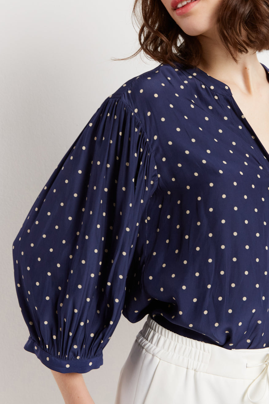 Chemise à pois fluide et satinée - CLOANE Faume - seconde main