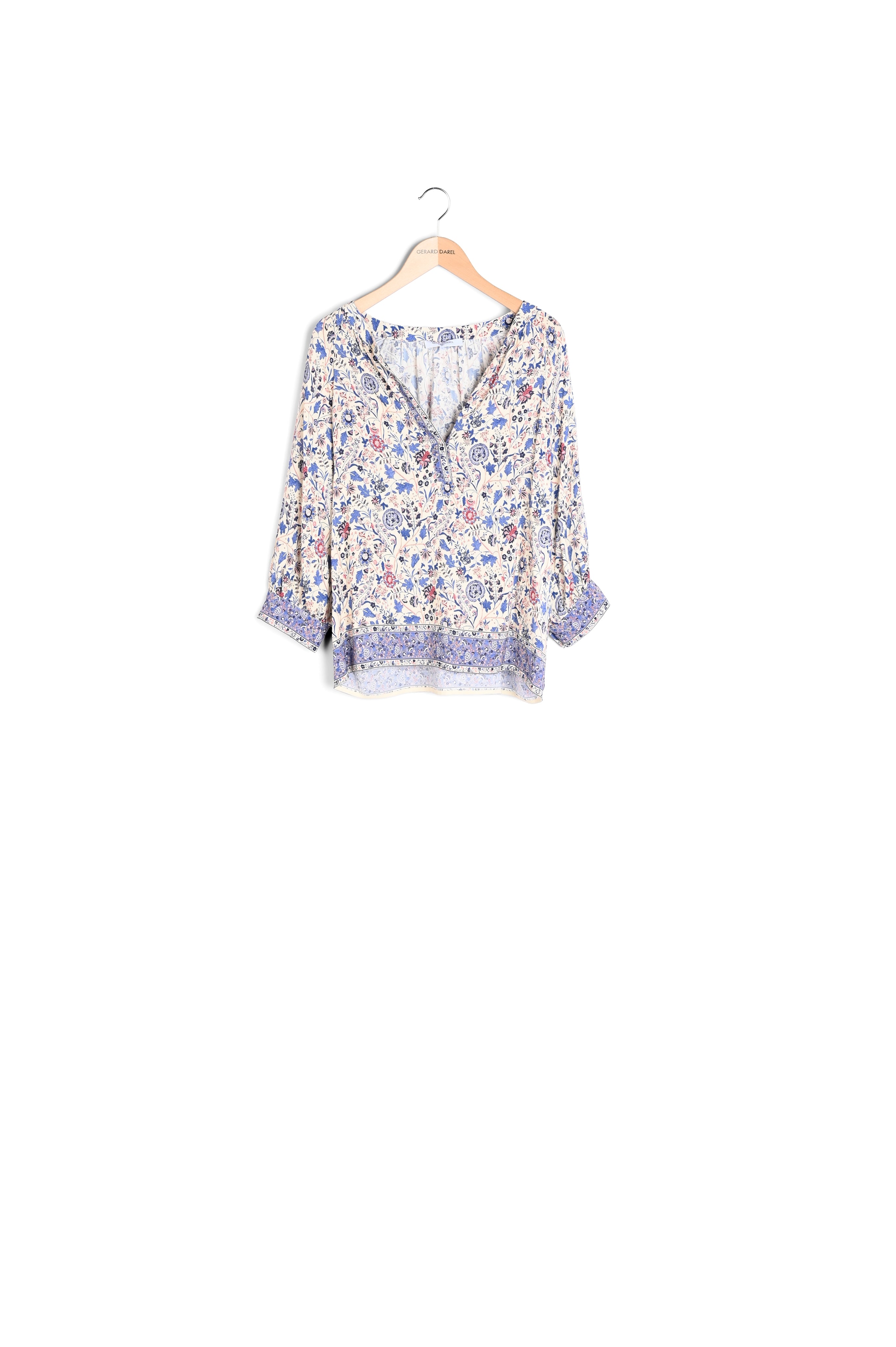 Blouse à motif et finitions contrastées - CAMELLIA Faume - seconde main
