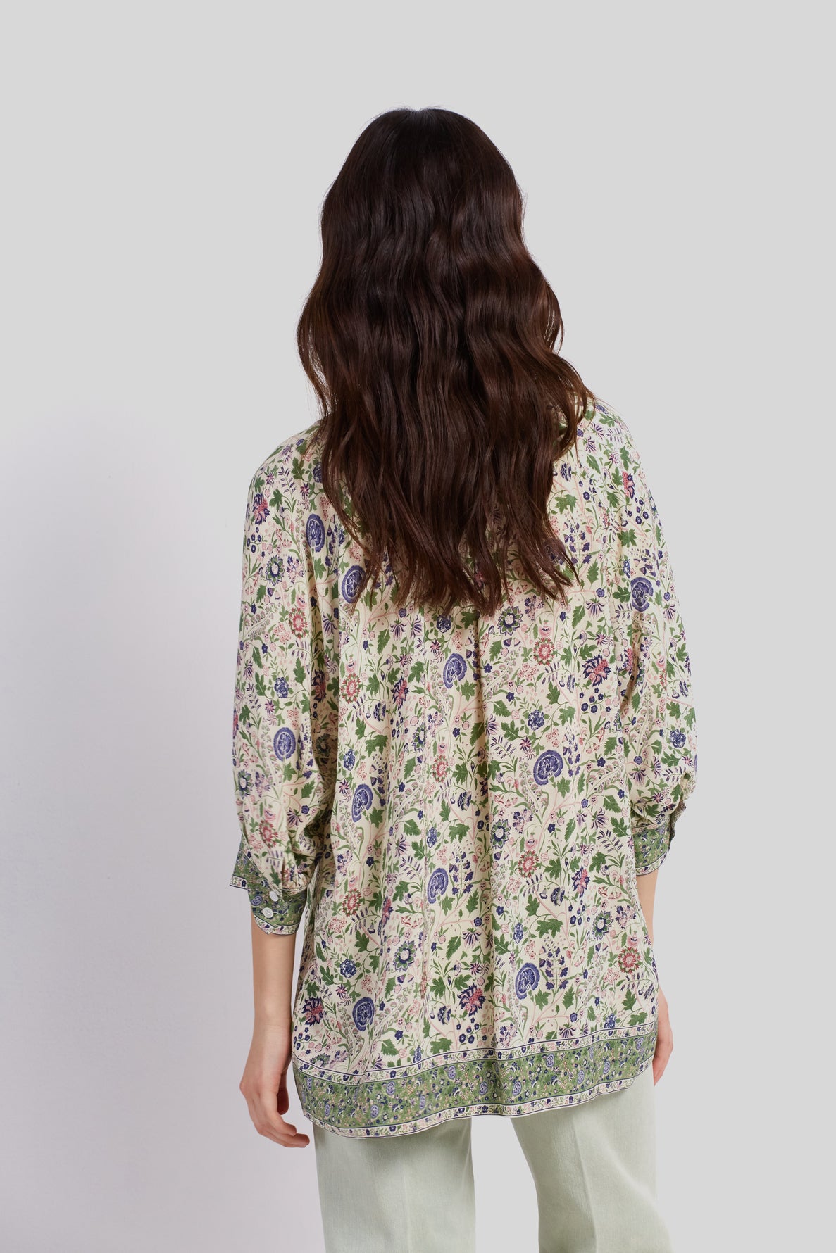 Blouse à motif et finitions contrastées - CAMELLIA Faume - seconde main