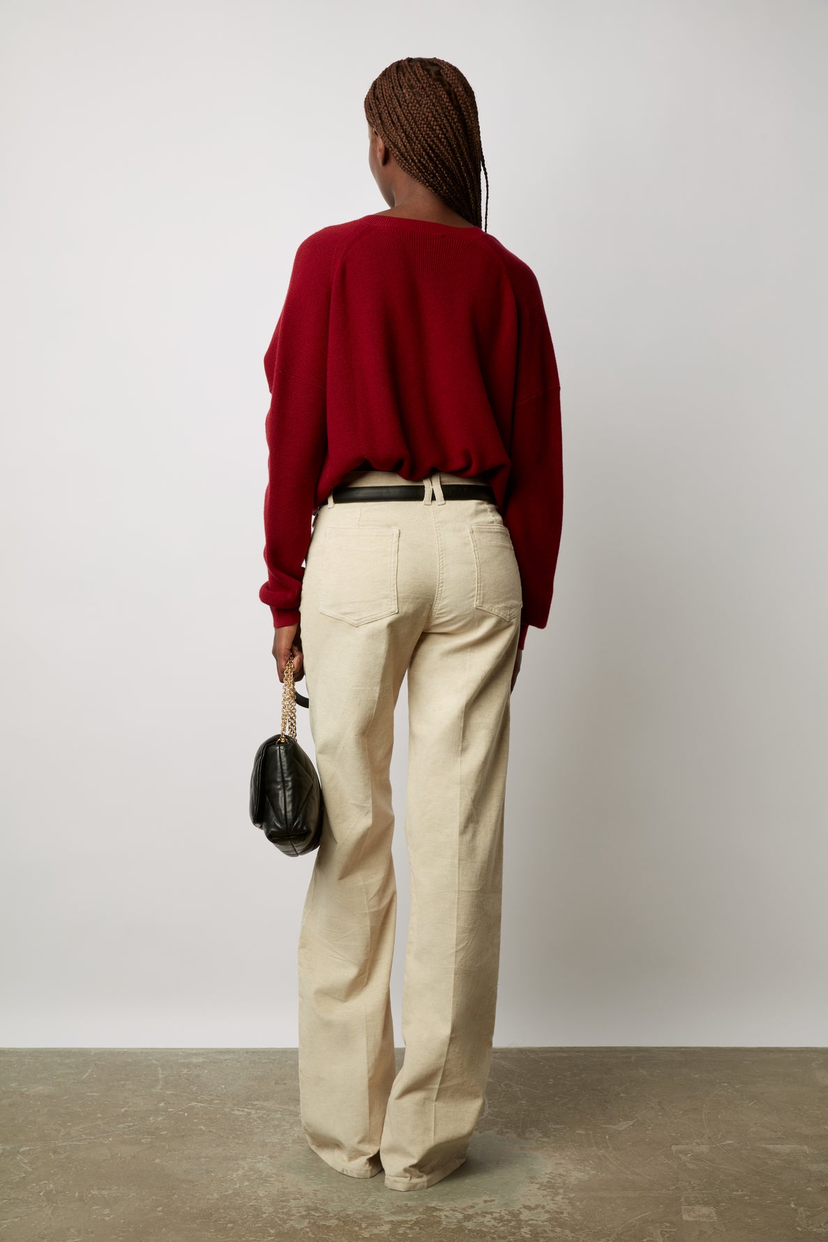 Pull V en laine et coton à fines côtes - LAURANNA Faume - seconde main