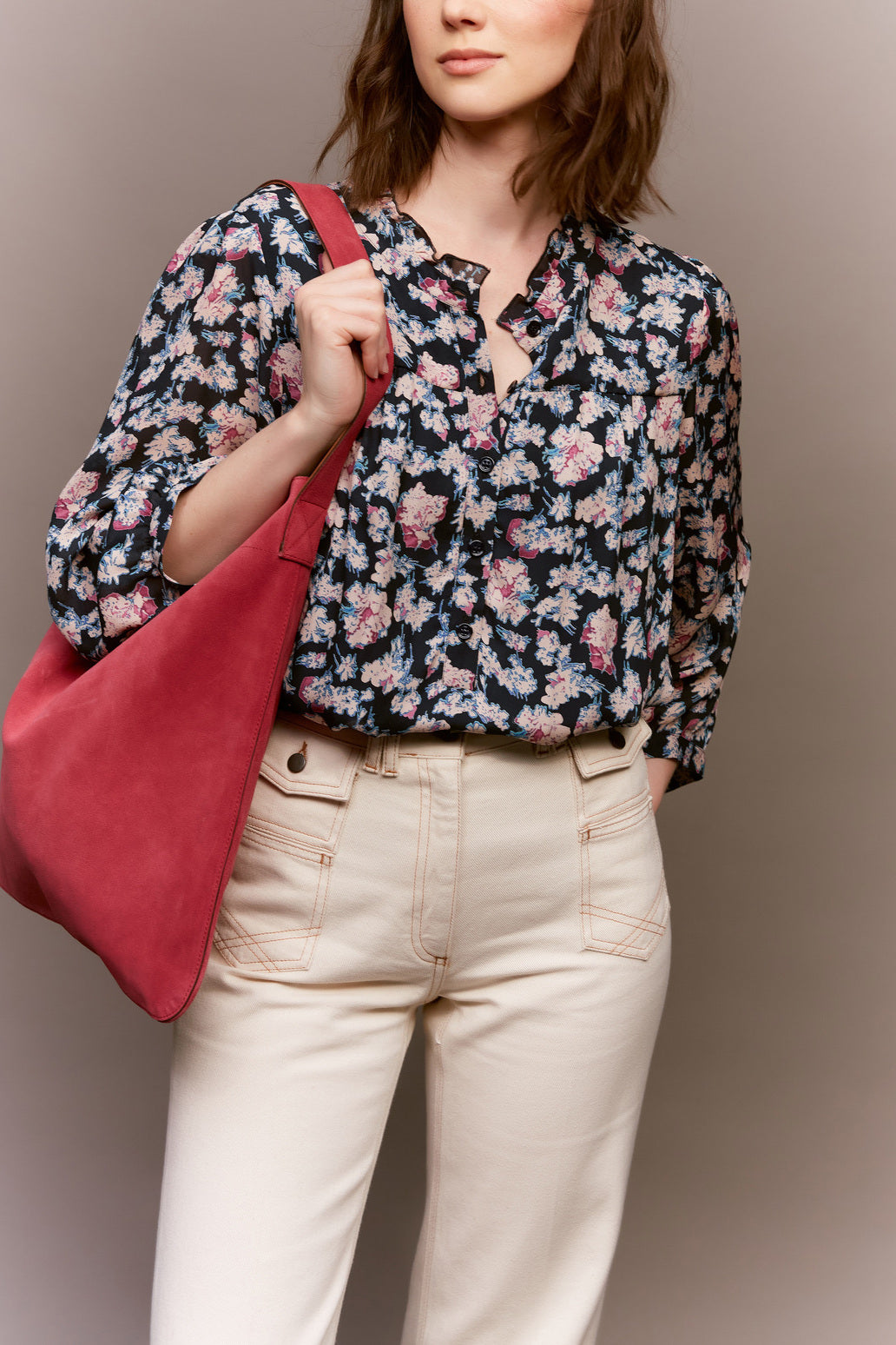 Blouse fluide à l'imprimé floral - CAMELLIA Faume - seconde main