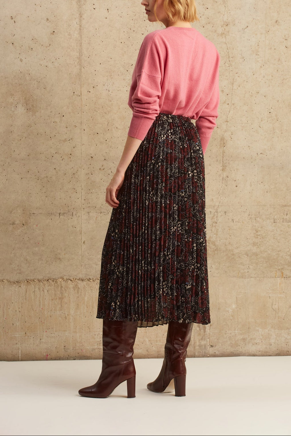 Jupe midi plissée à motif papillon - BALMA Faume - seconde main