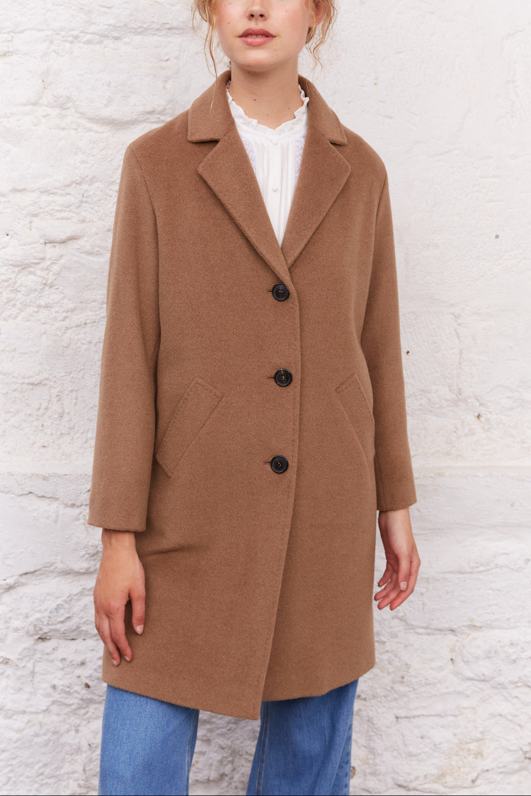 SIMONA - Manteau droit en drap de laine mélangée Faume - seconde main