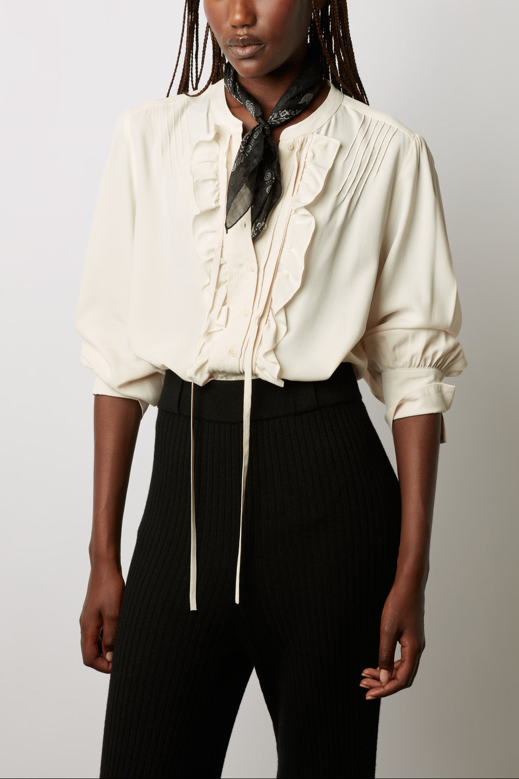 Chemise en mousseline unie à volants - CLEO Faume - seconde main