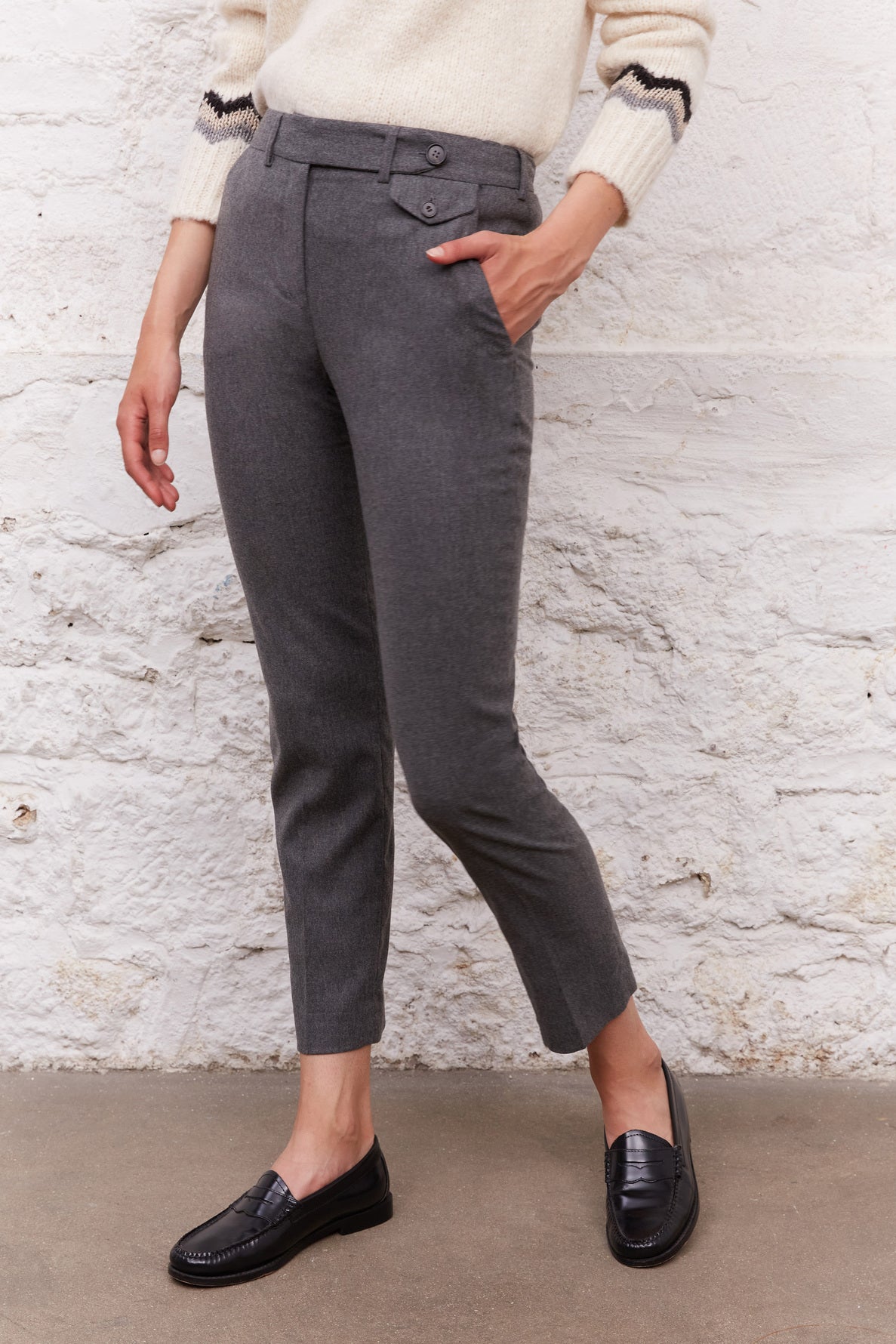 Pantalon droit en laine vierge mélangée - ERNEST Faume - seconde main