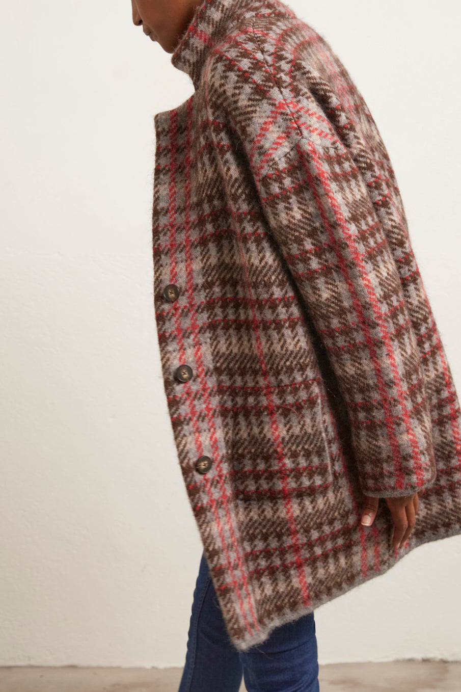 Manteau oversize en laine pied-de-coq Faume - seconde main