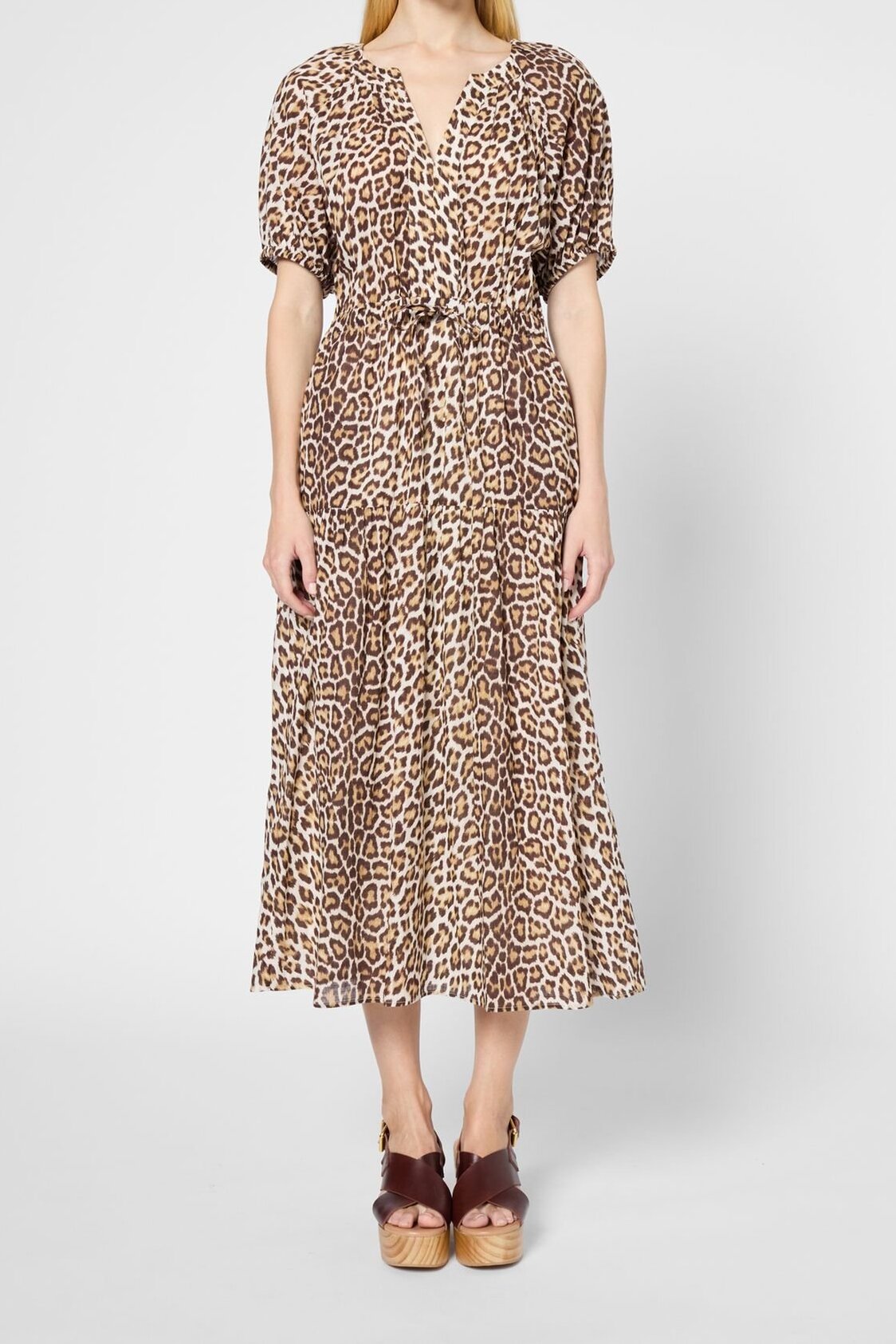 Robe longue en coton léopard - PERLE Faume - seconde main