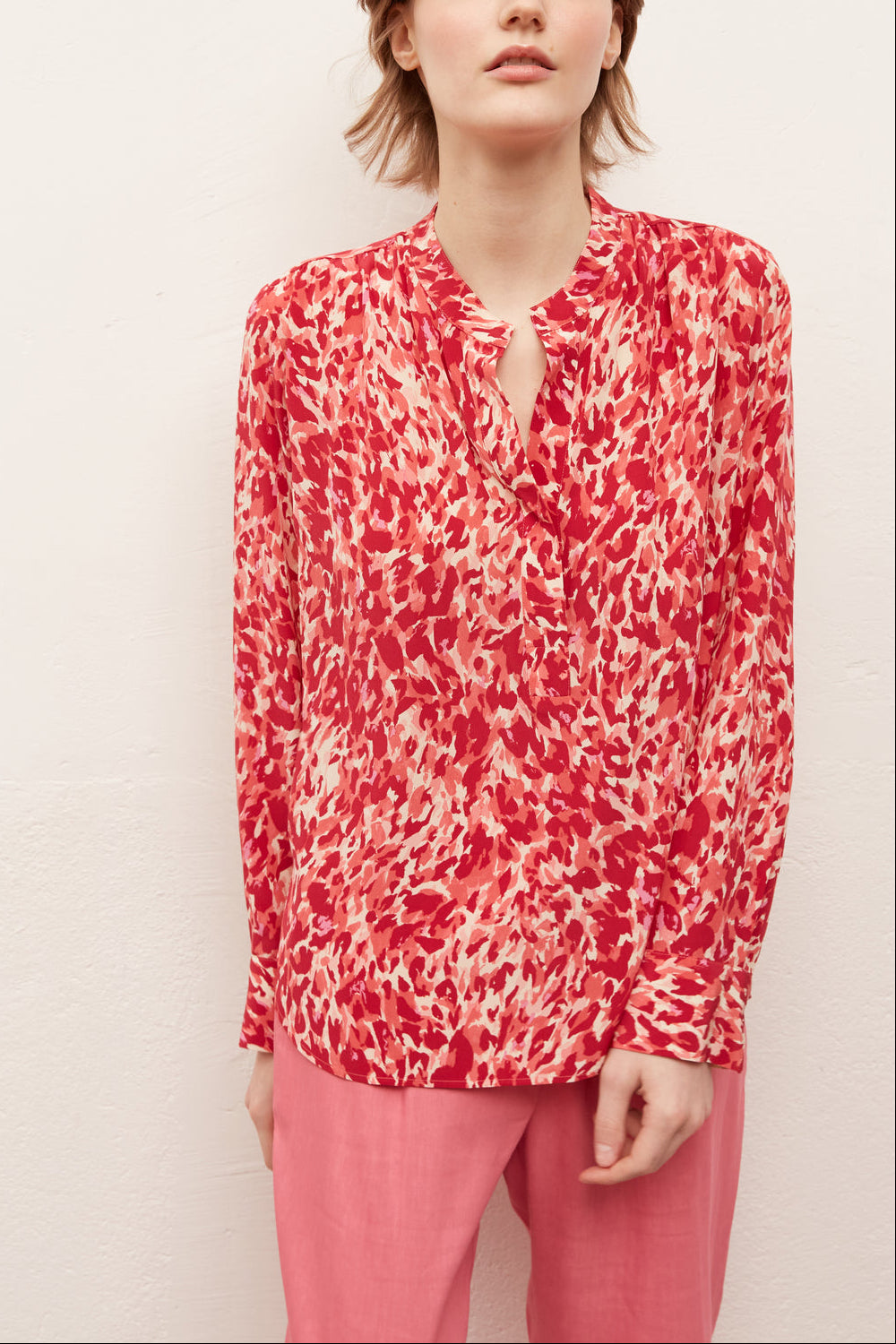NORA - Blouse imprimée en soie crêpe de Chine Faume - seconde main