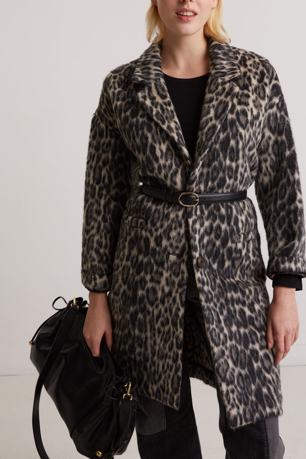 Manteau tailleur en laine alpaga léopard - SELENA Faume - seconde main