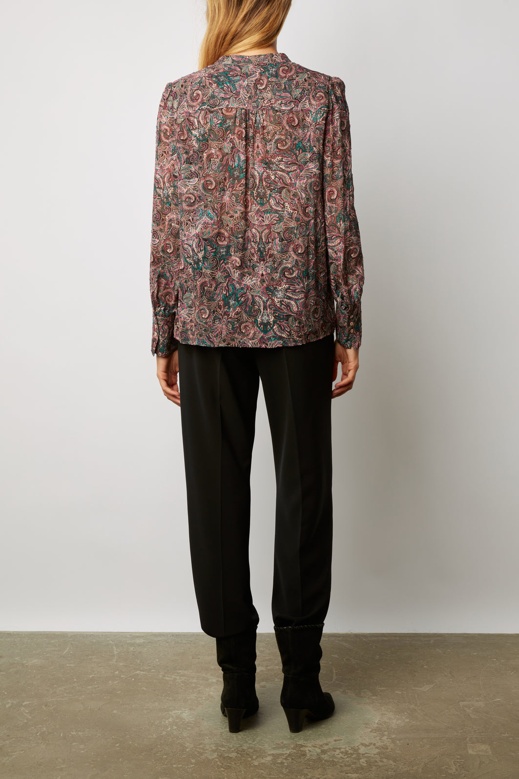 Chemise en mousseline à jabot imprimé cachemire - CLEO Faume - seconde main